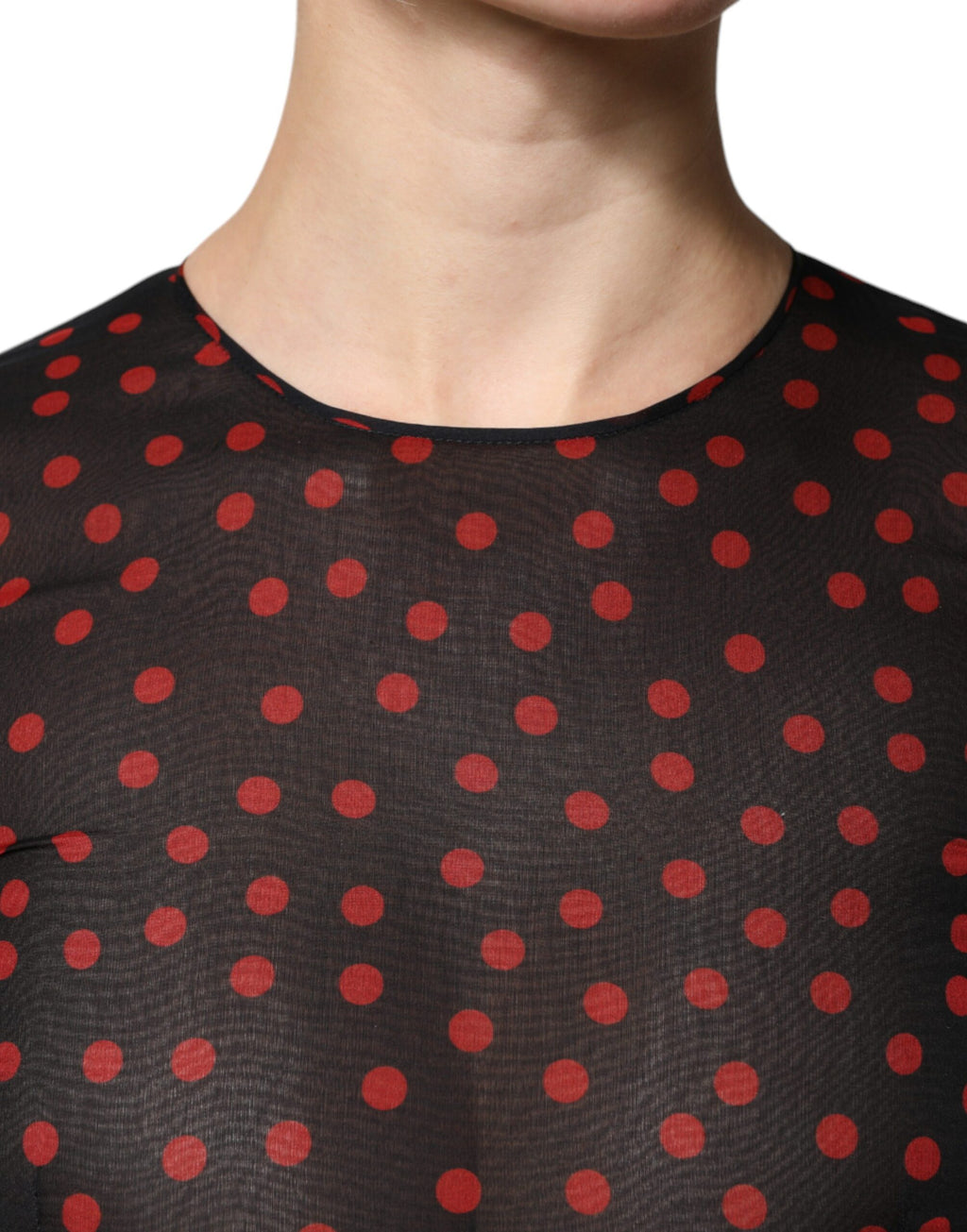Robe midi superposée en soie à pois noirs et rouges Dolce &amp; Gabbana