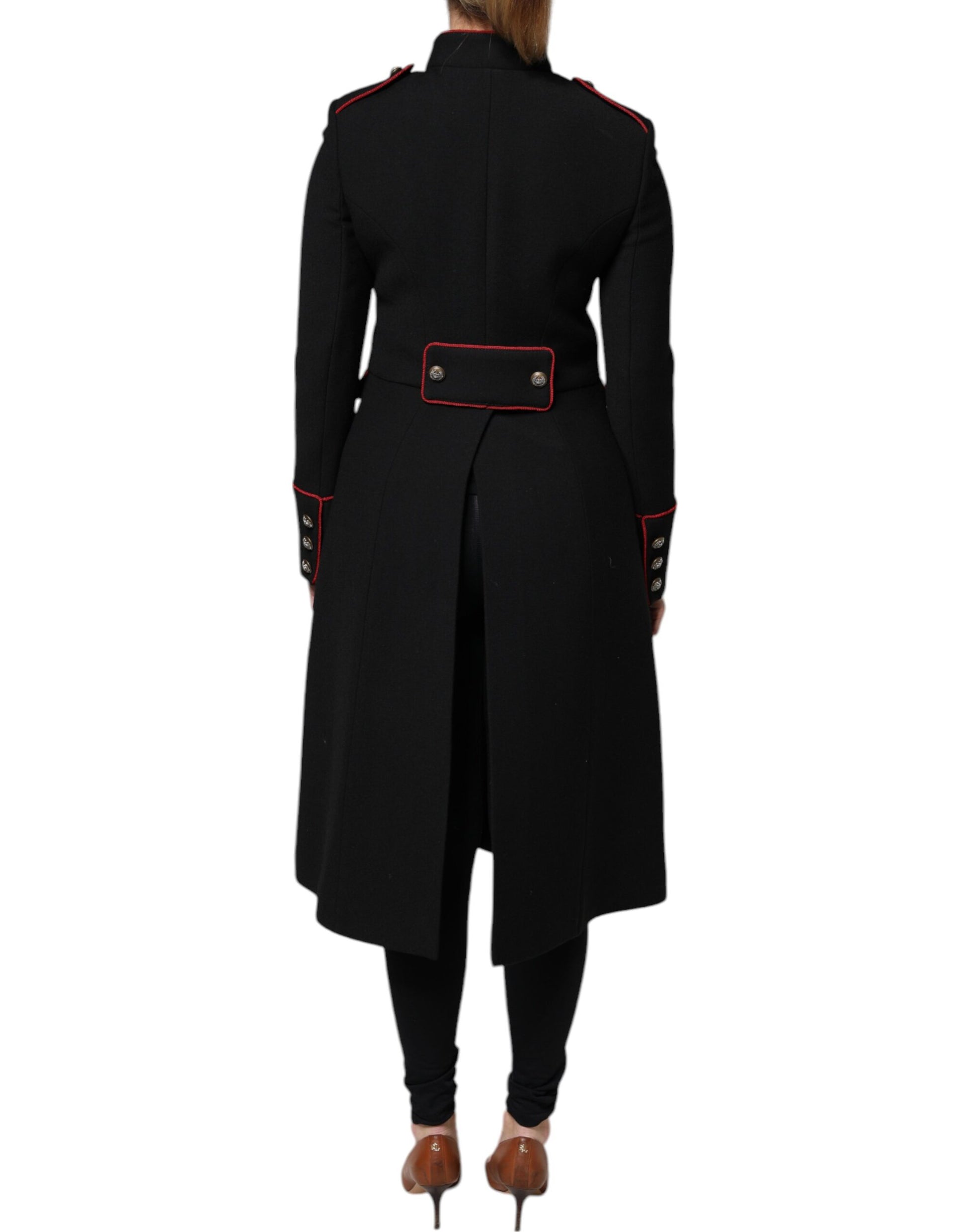 Trench-coat noir à boutonnage simple Dolce &amp; Gabbana