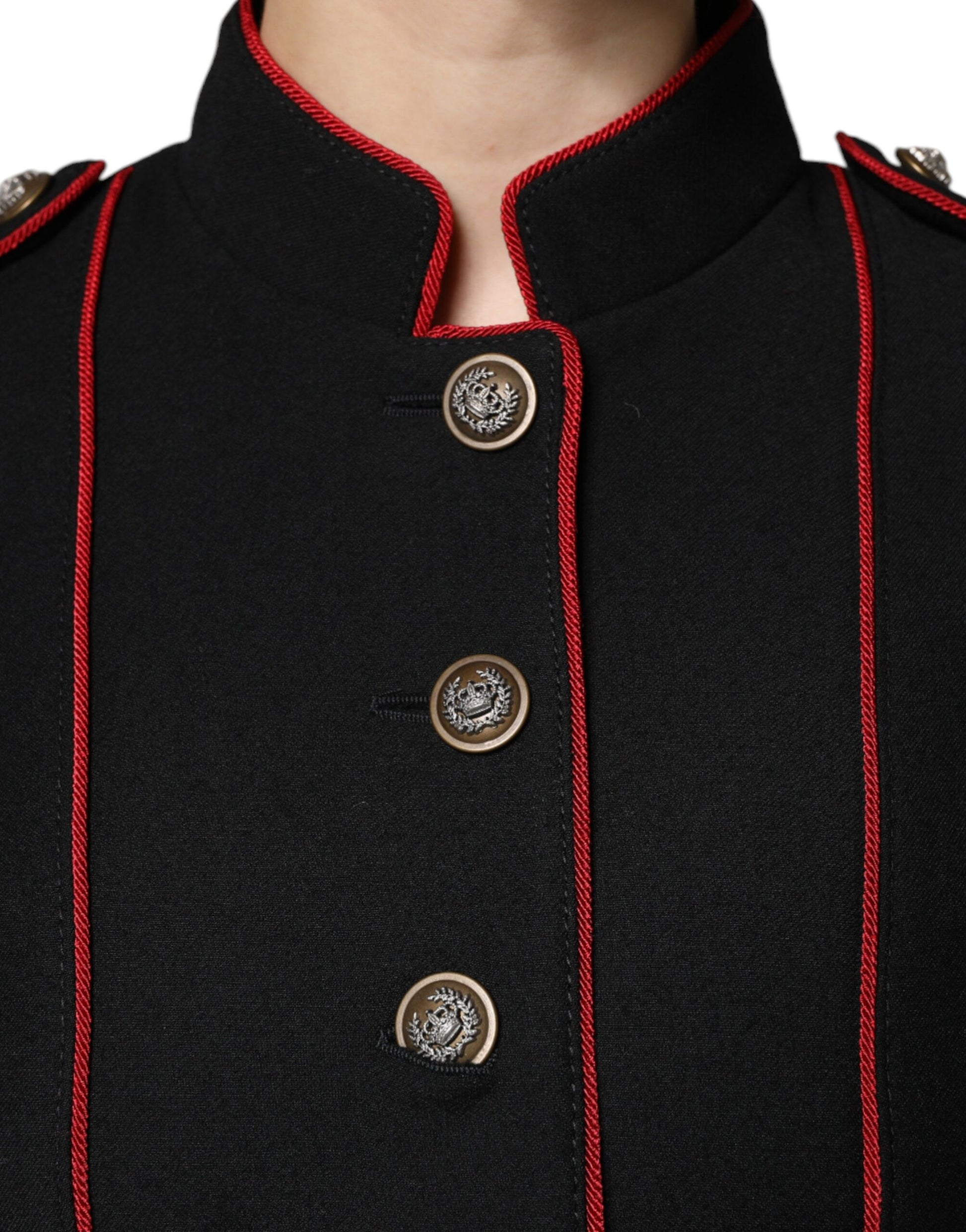 Trench-coat noir à boutonnage simple Dolce &amp; Gabbana