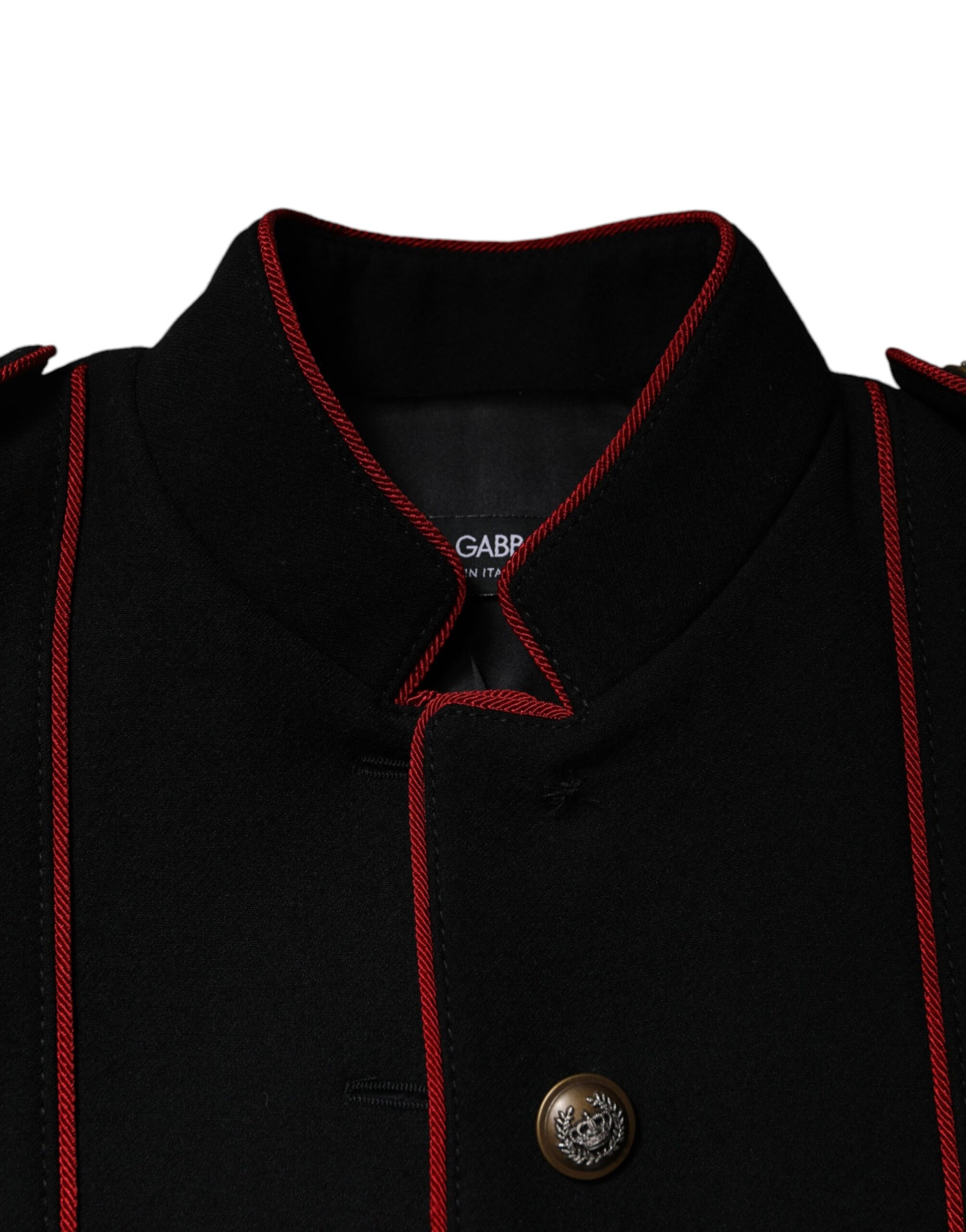 Trench-coat noir à boutonnage simple Dolce &amp; Gabbana
