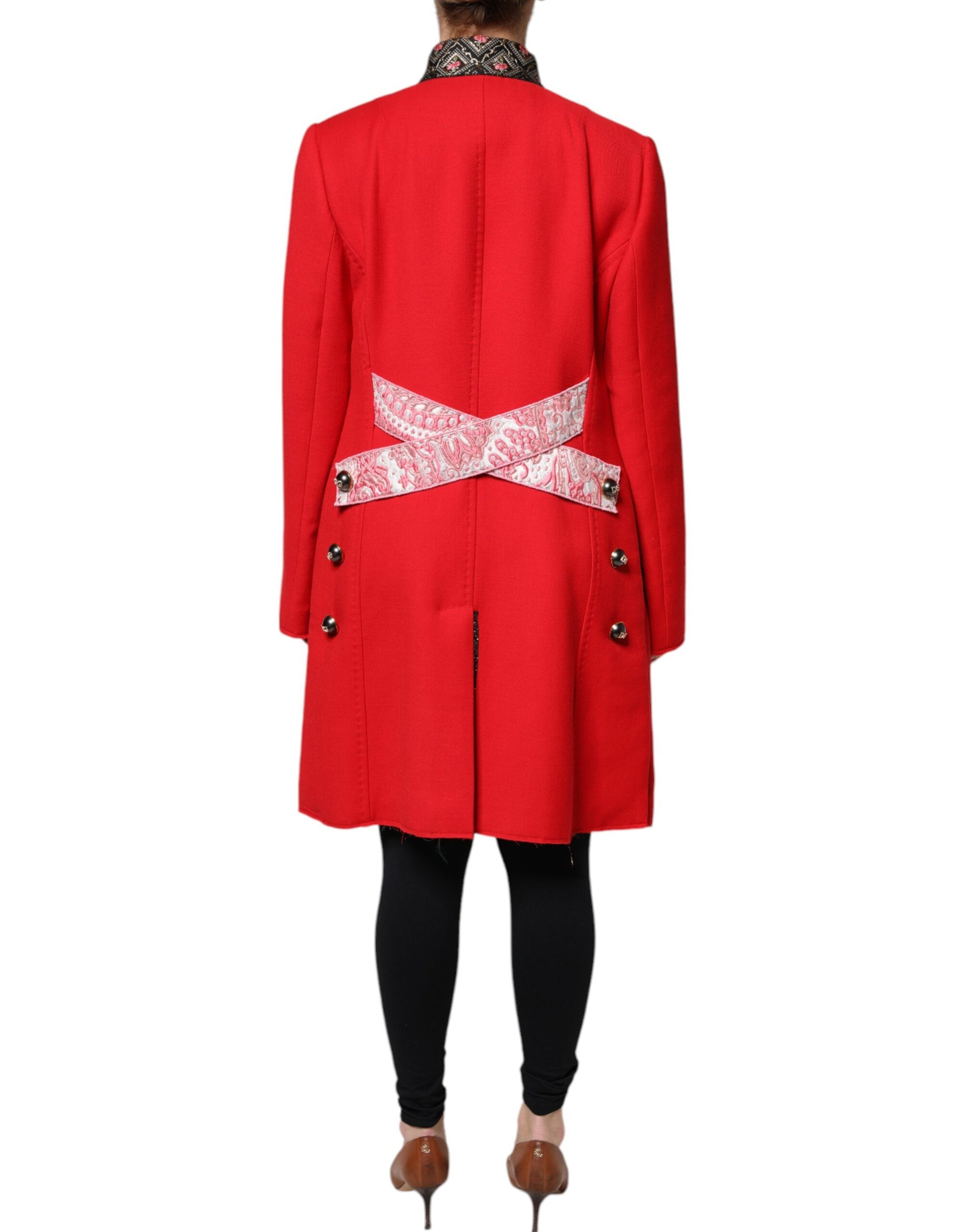 Trench-coat Dolce &amp; Gabbana en laine jacquard rouge pour femme
