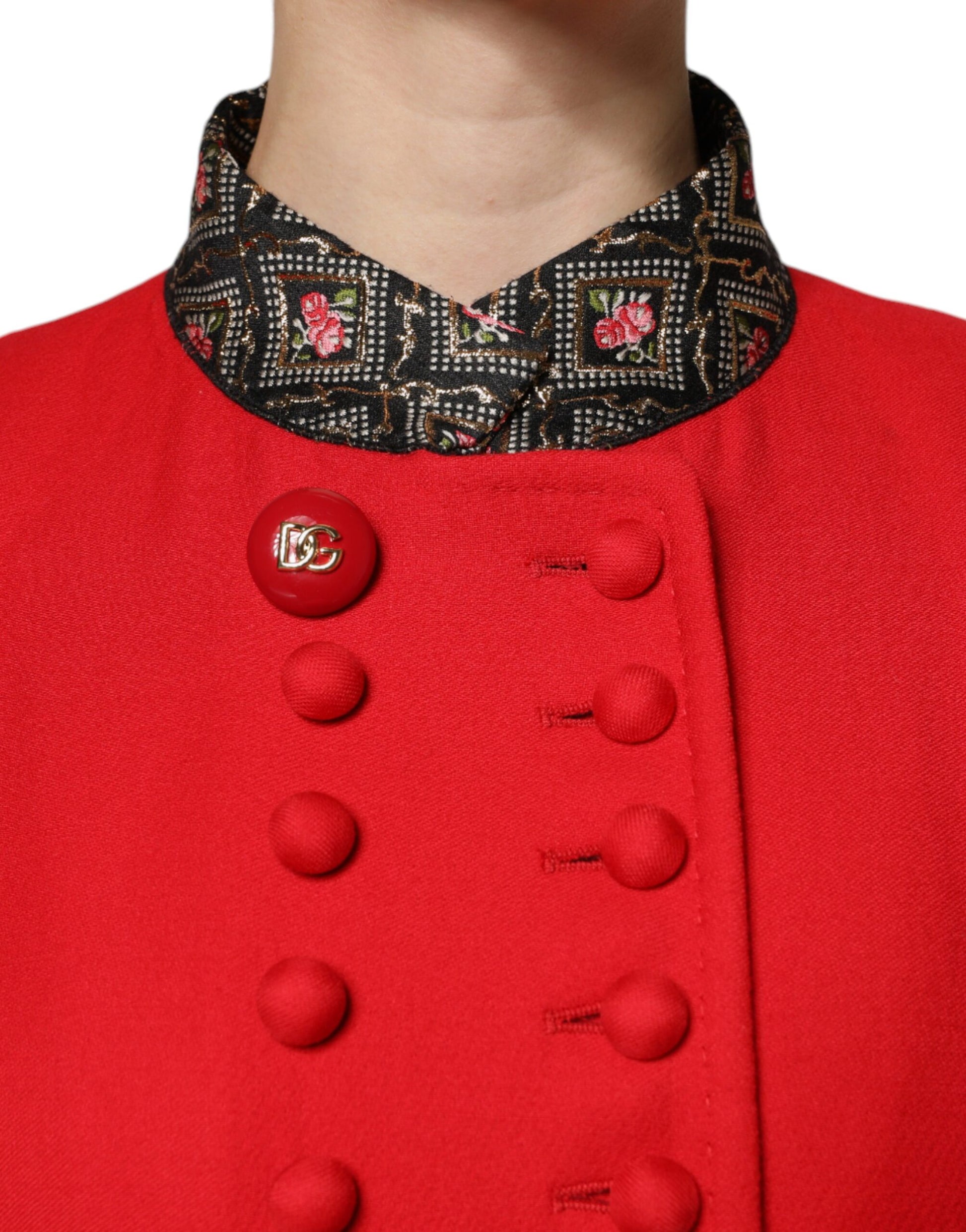 Trench-coat Dolce &amp; Gabbana en laine jacquard rouge pour femme