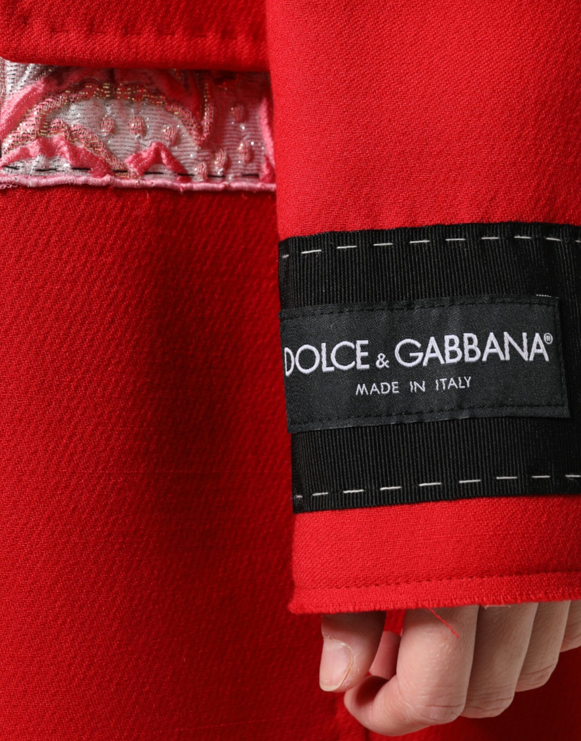 Trench-coat Dolce &amp; Gabbana en laine jacquard rouge pour femme