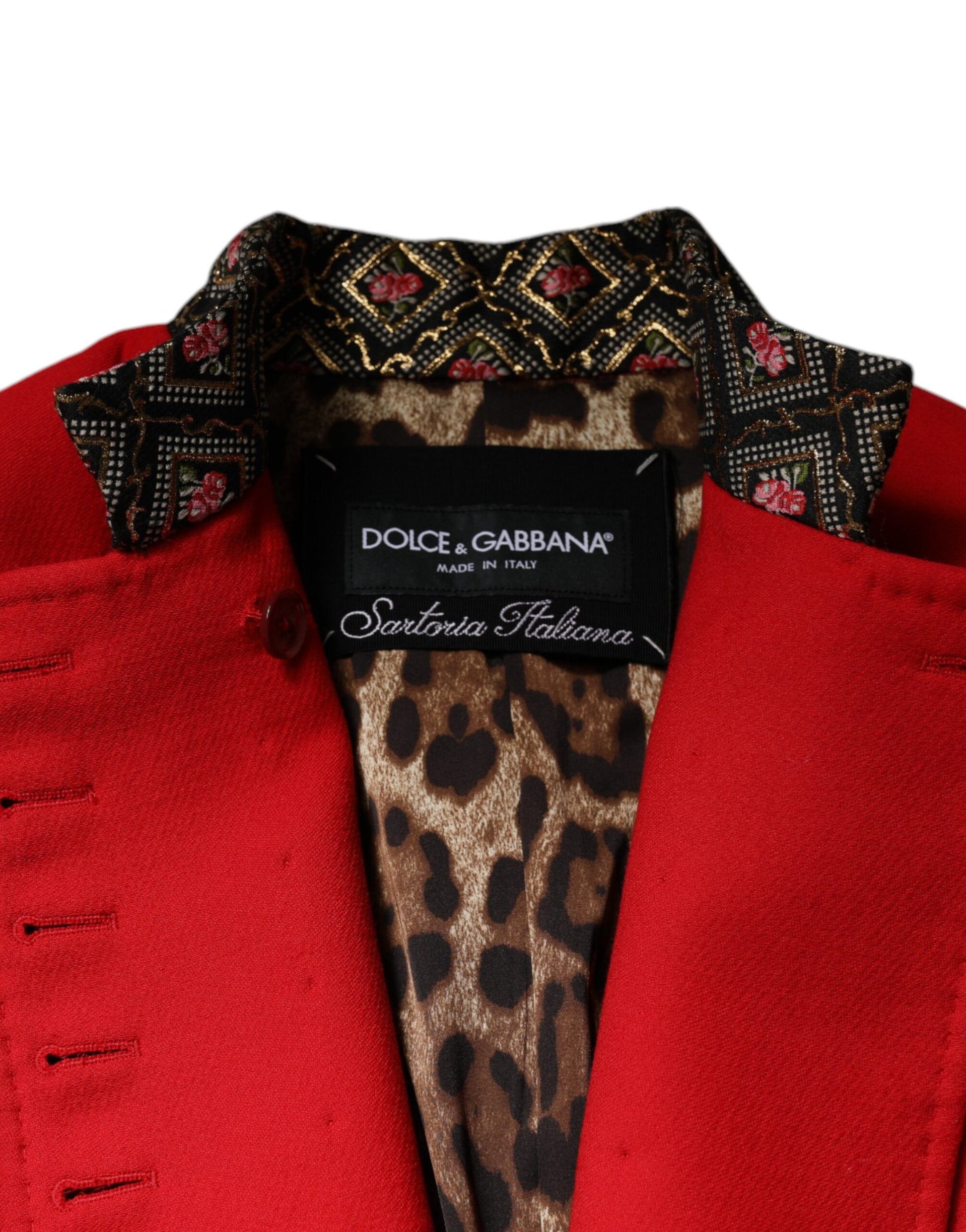 Trench-coat Dolce &amp; Gabbana en laine jacquard rouge pour femme