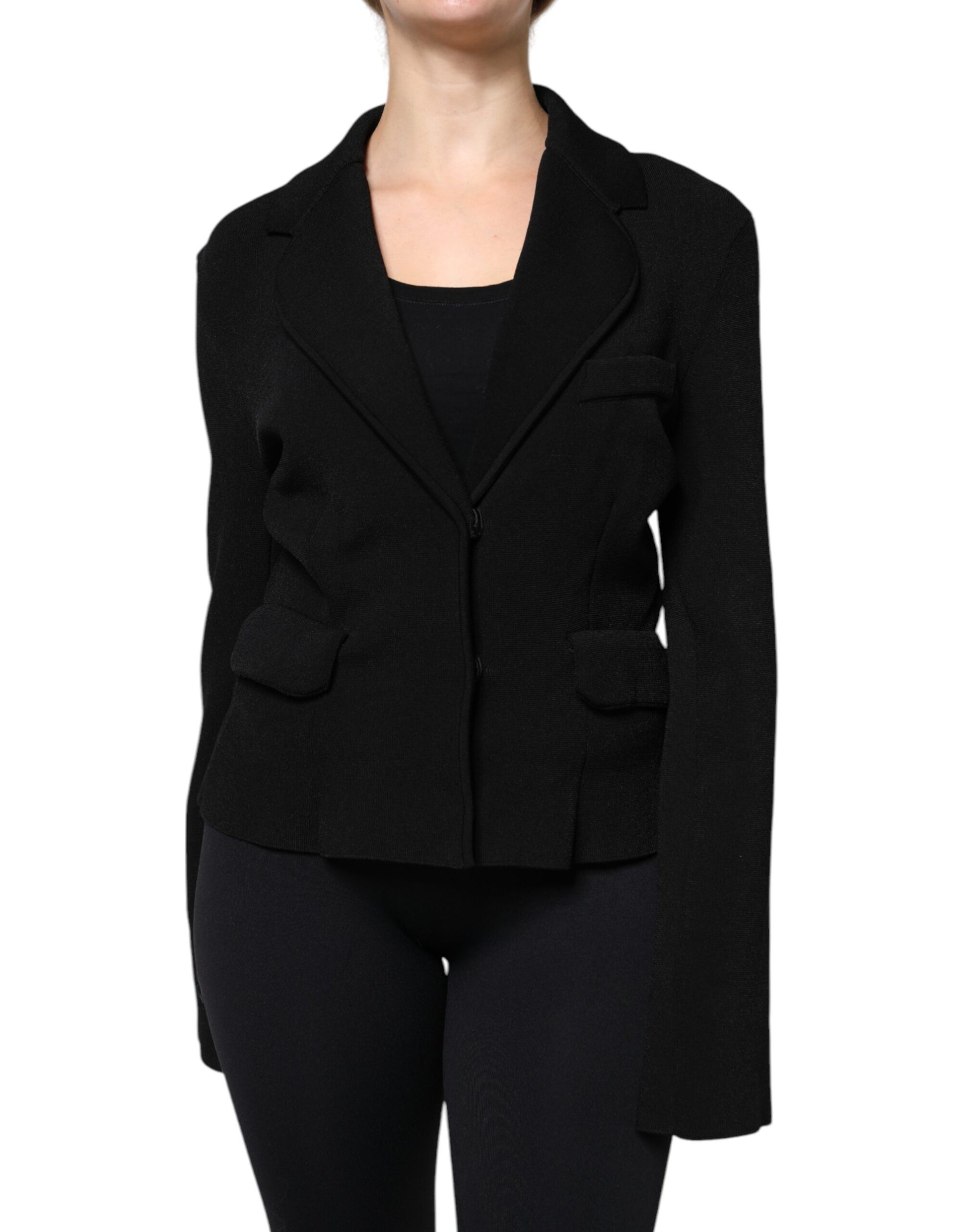 Veste blazer simple boutonnage en viscose noire Dolce &amp; Gabbana
