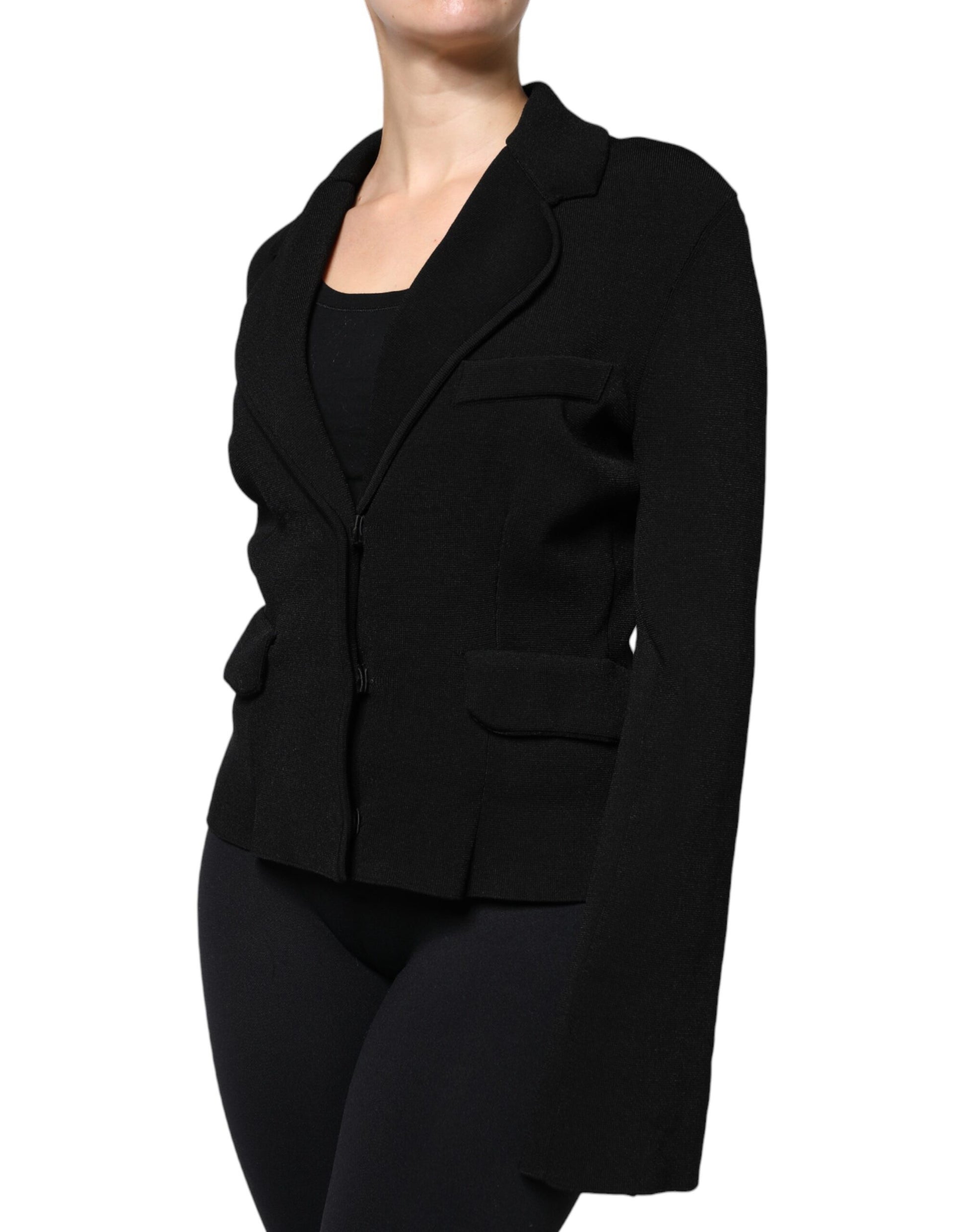 Veste blazer simple boutonnage en viscose noire Dolce &amp; Gabbana