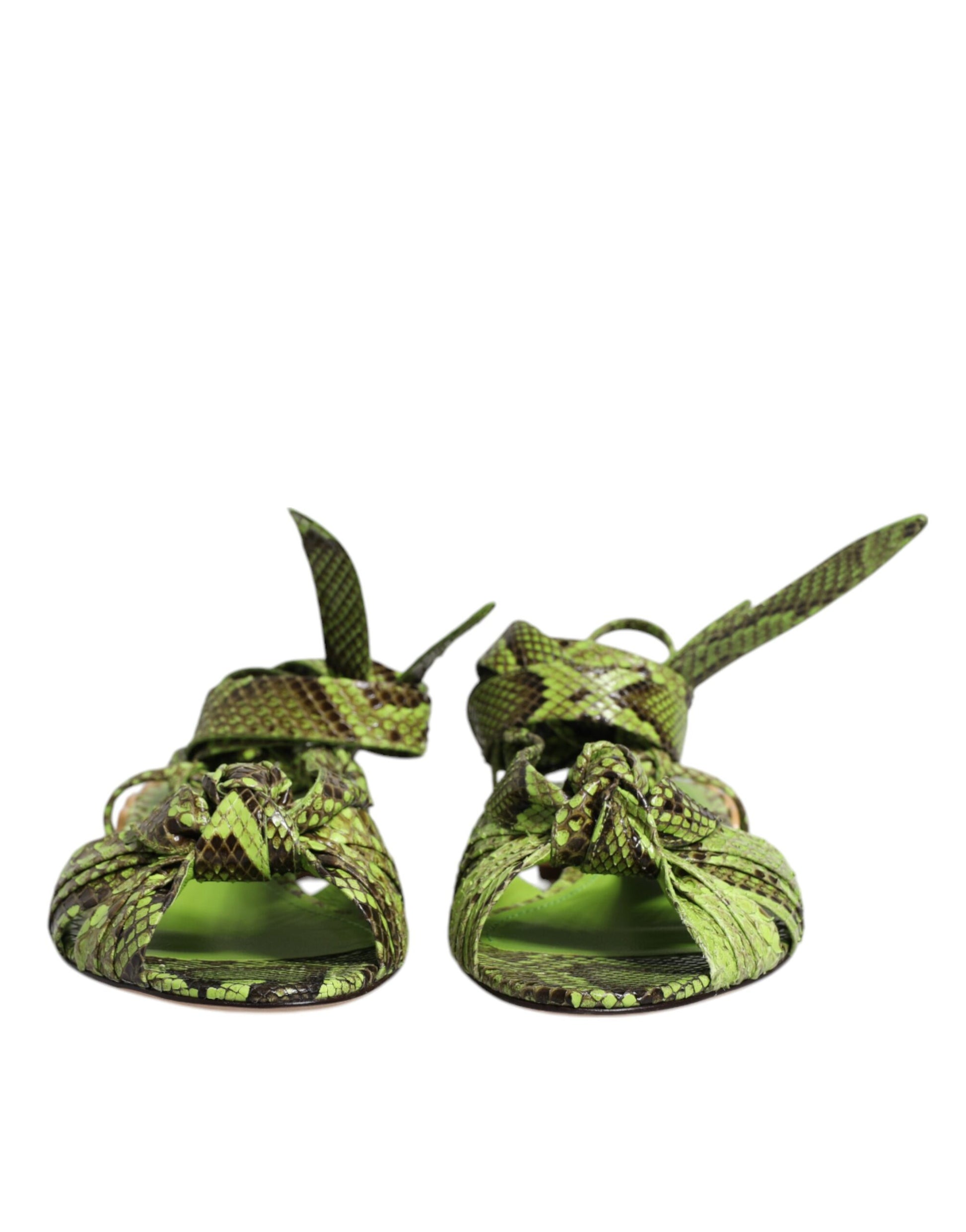 Sandales à bride cheville à imprimé animal vert Dolce &amp; Gabbana