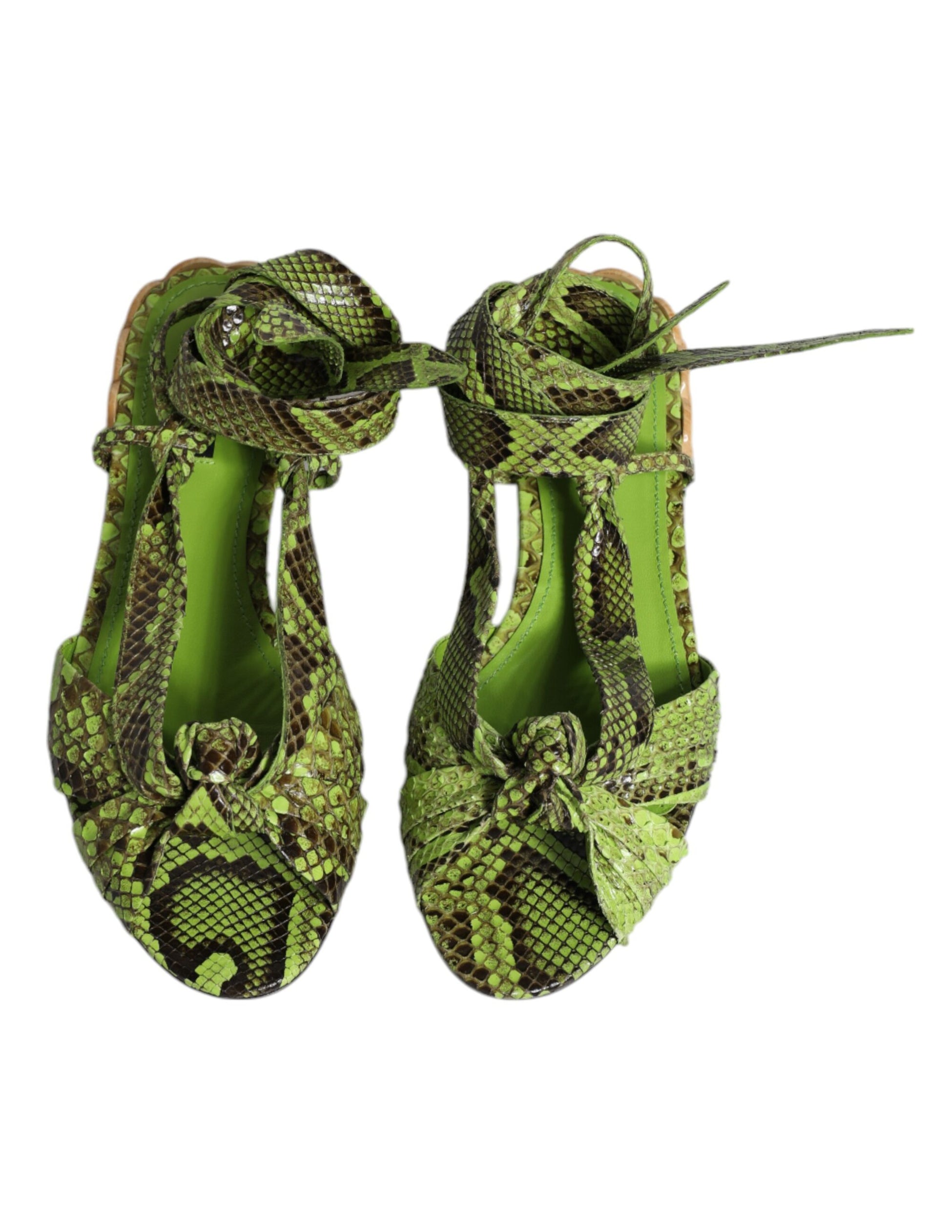 Sandales à bride cheville à imprimé animal vert Dolce &amp; Gabbana