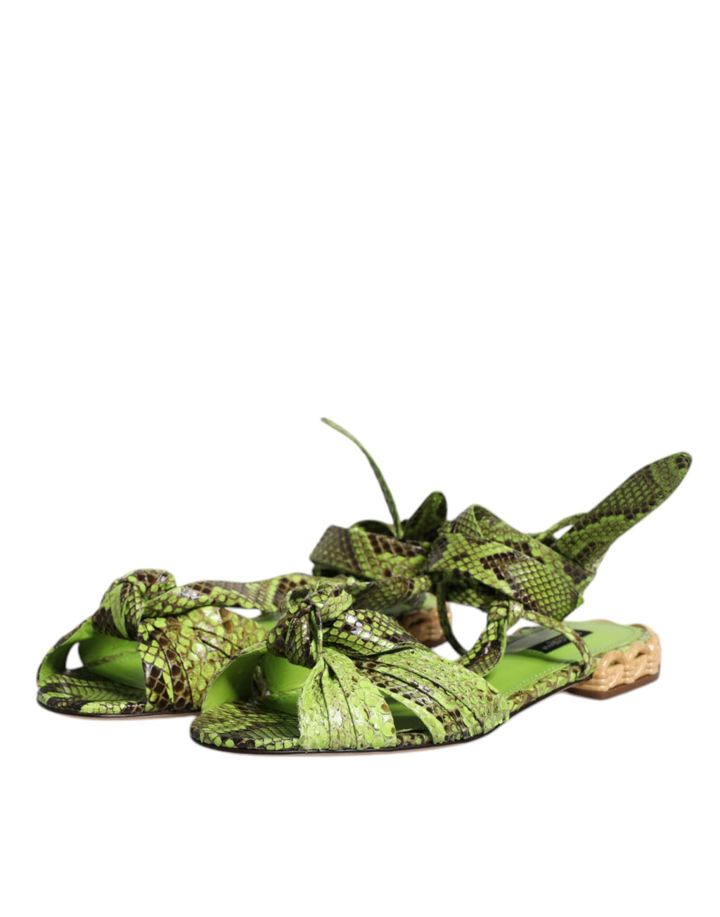 Sandales à bride cheville à imprimé animal vert Dolce &amp; Gabbana