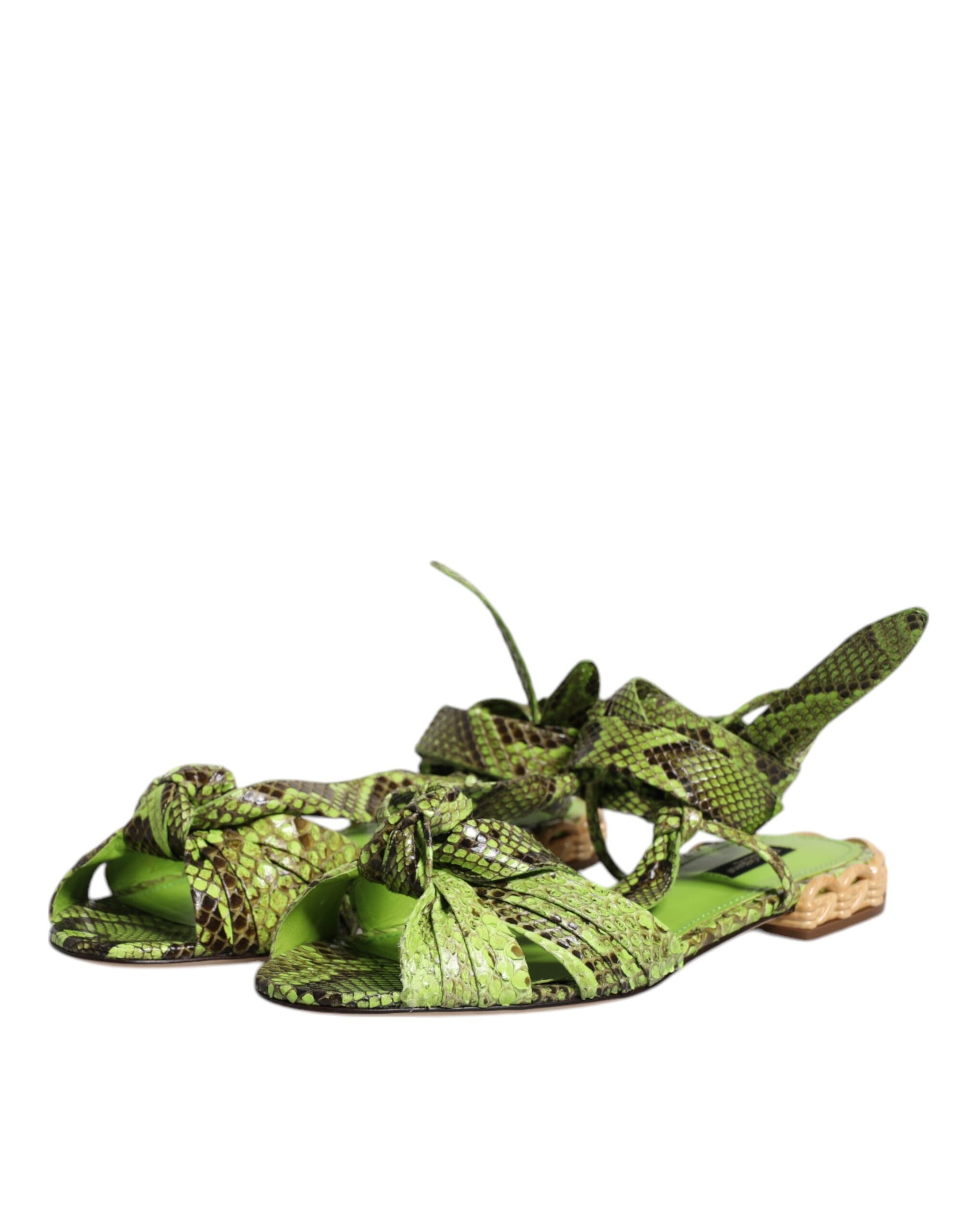 Sandales à bride cheville à imprimé animal vert Dolce &amp; Gabbana