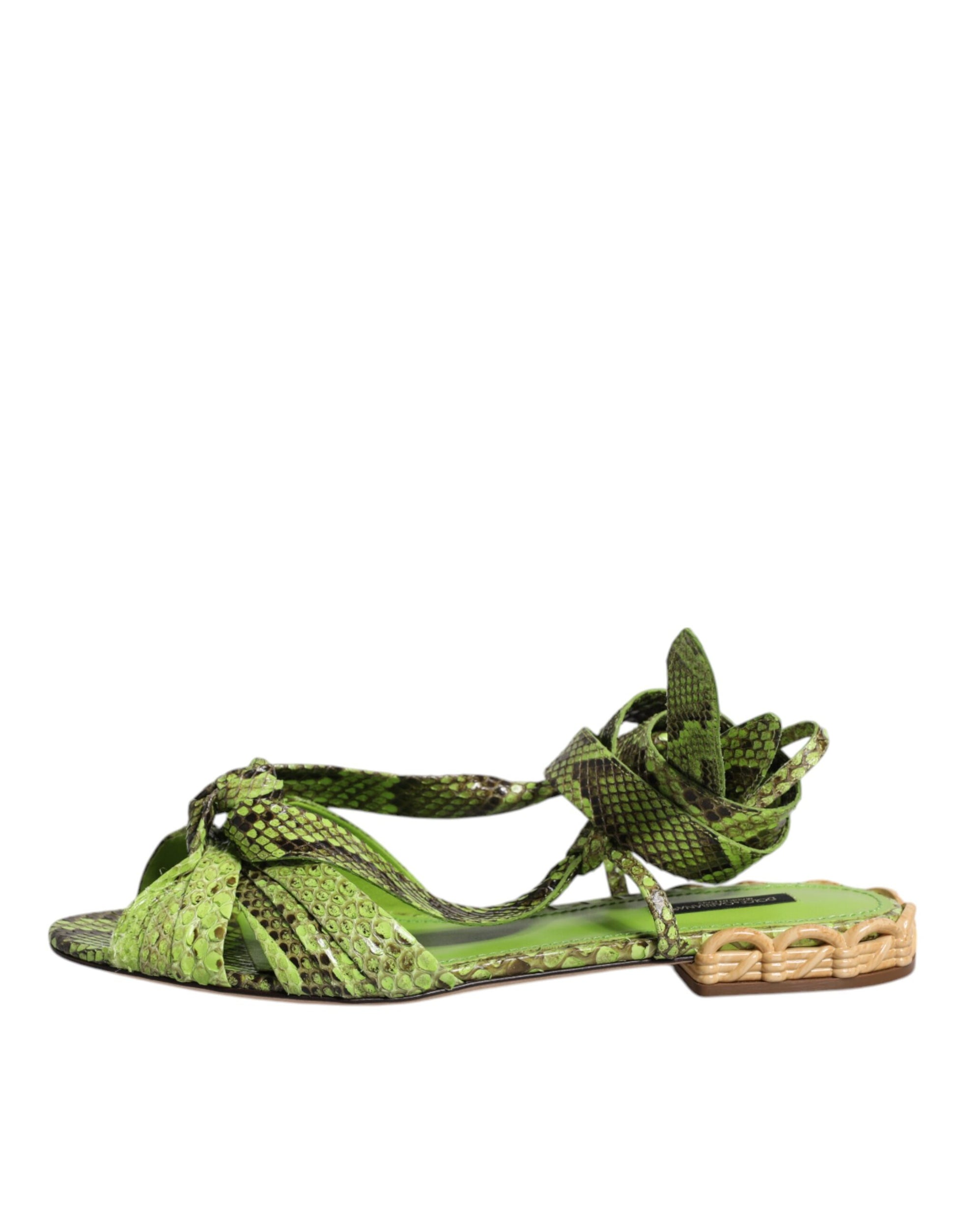Sandales à bride cheville à imprimé animal vert Dolce &amp; Gabbana