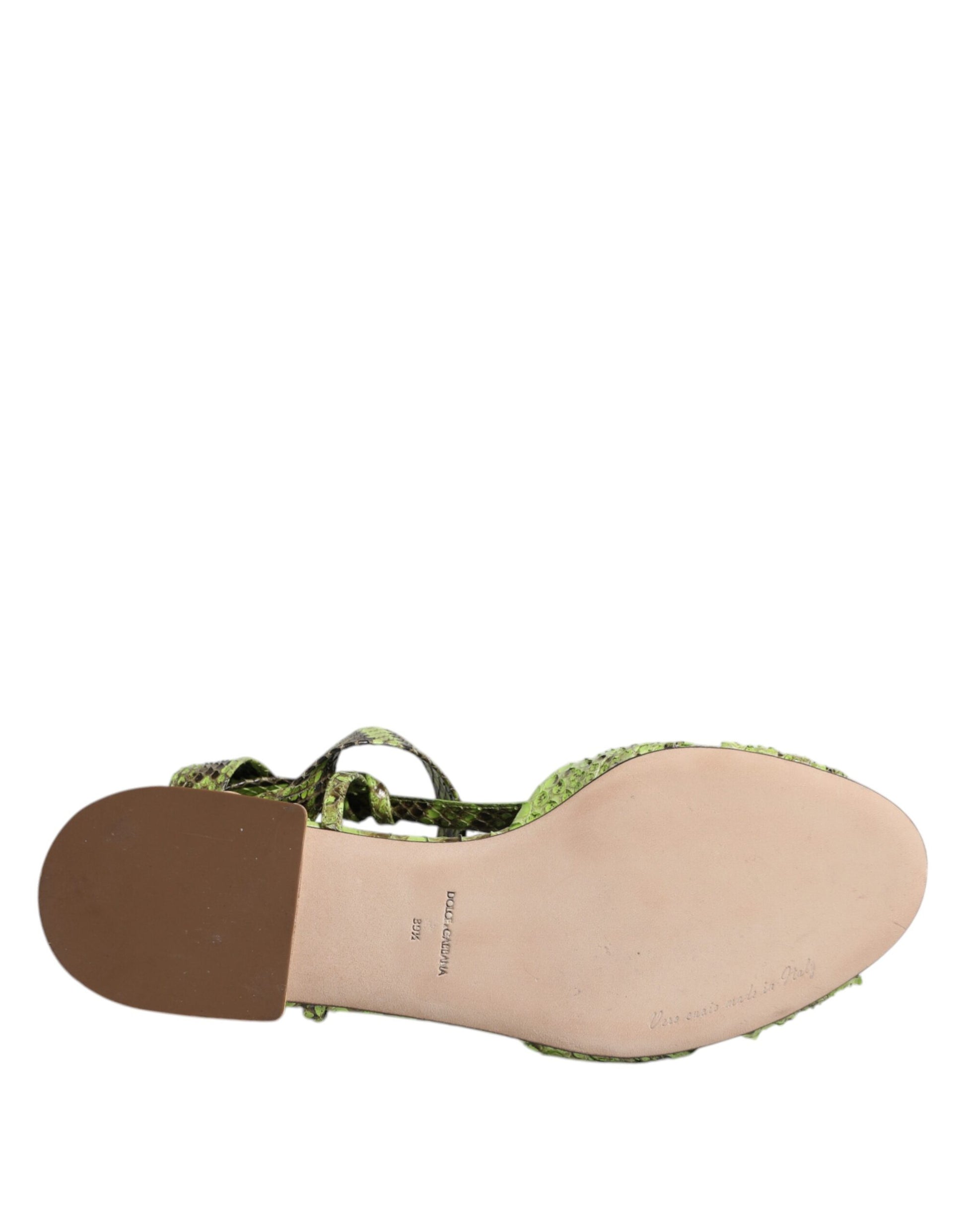 Sandales à bride cheville à imprimé animal vert Dolce &amp; Gabbana