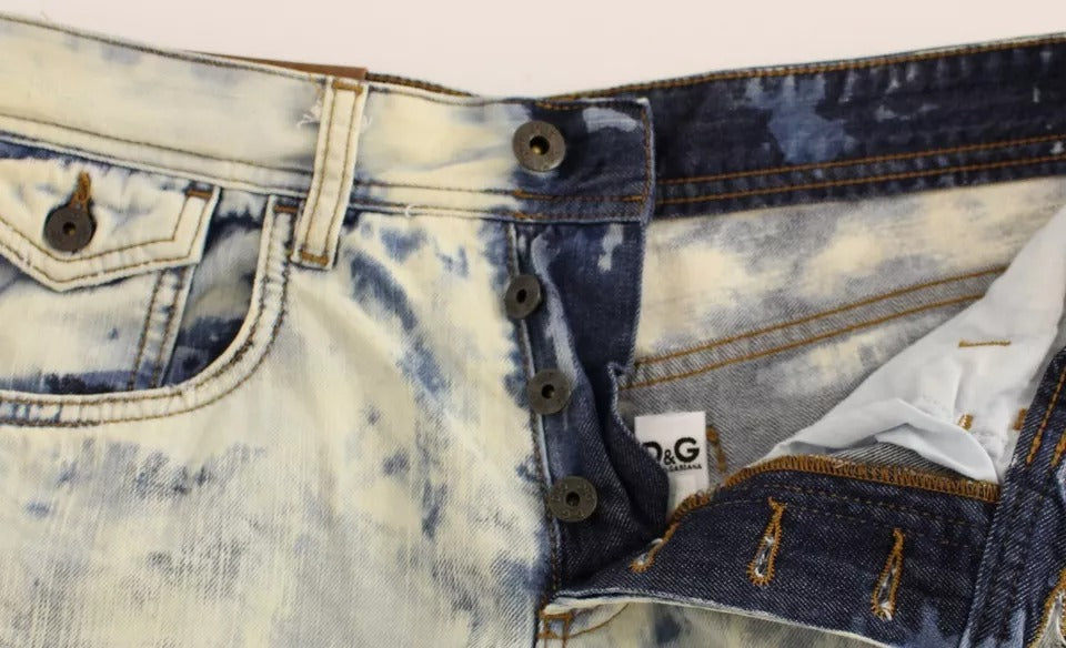 Short en jean délavé en coton bleu D&amp;G Dolce &amp; Gabbana