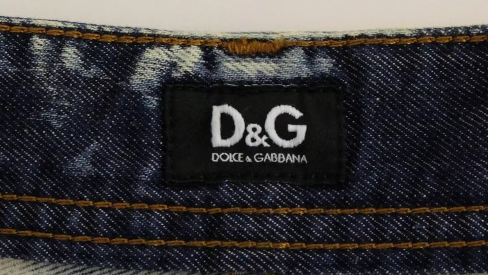 Short en jean délavé en coton bleu D&amp;G Dolce &amp; Gabbana