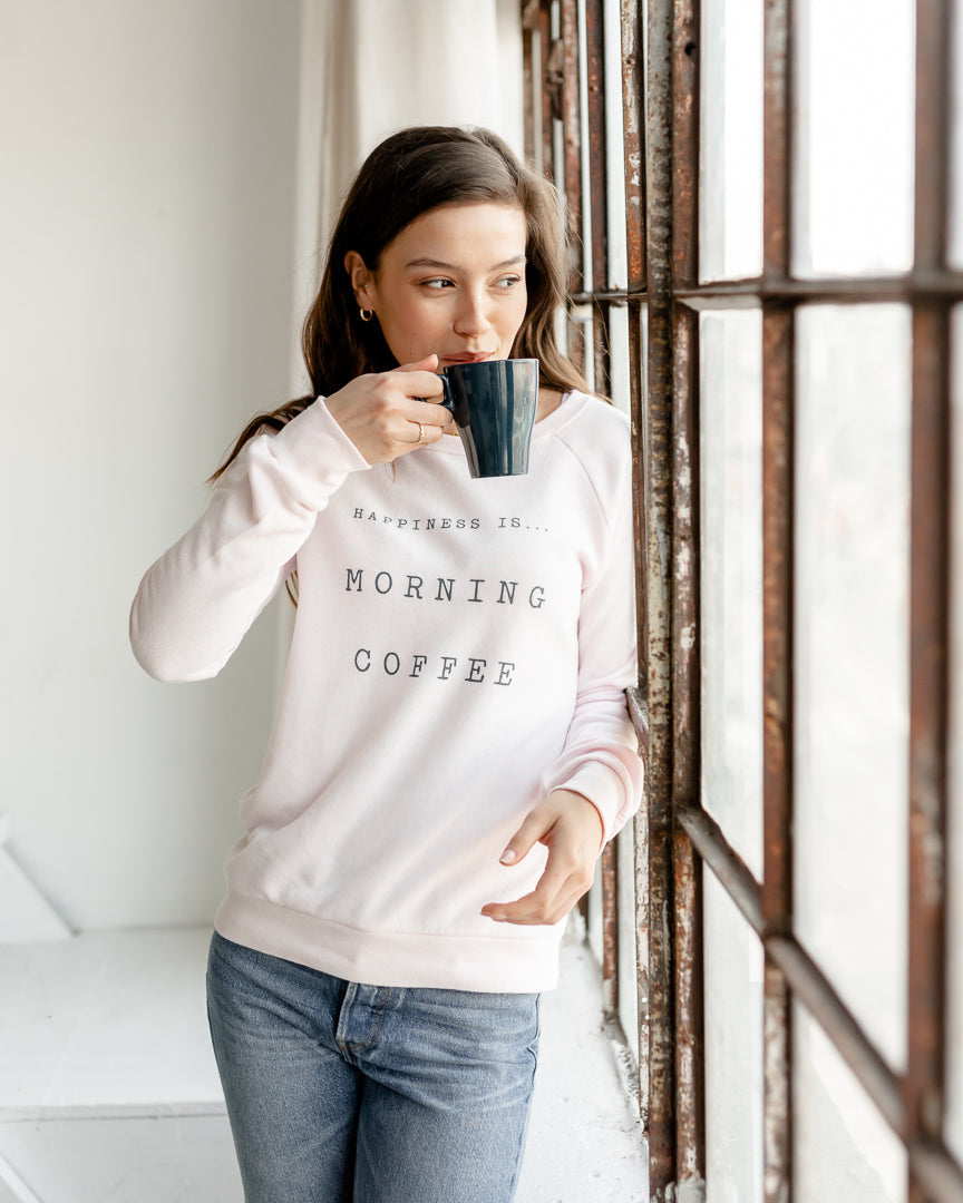 Women's Coffee Crew Sweatshirt, Ballet Pink-1