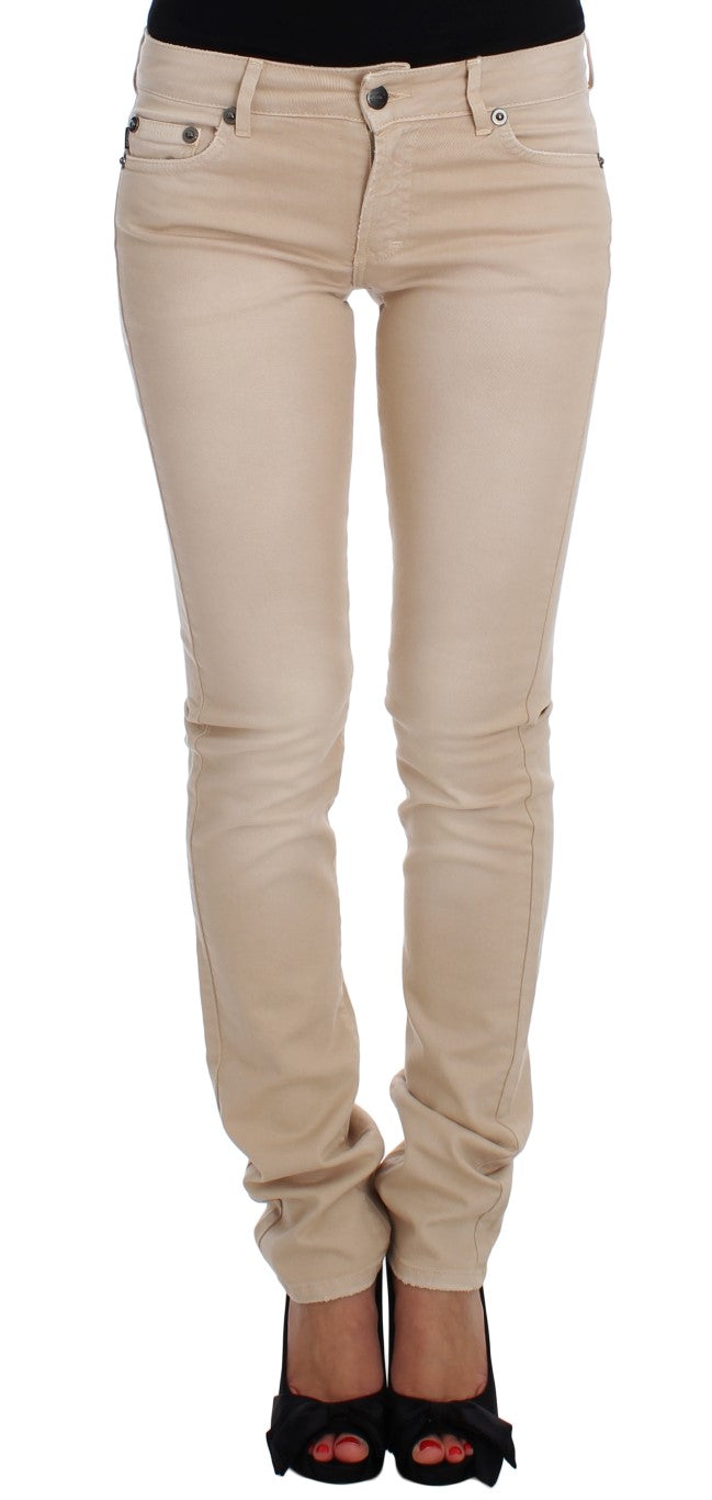 Jean slim en coton stretch beige délavé Cavalli