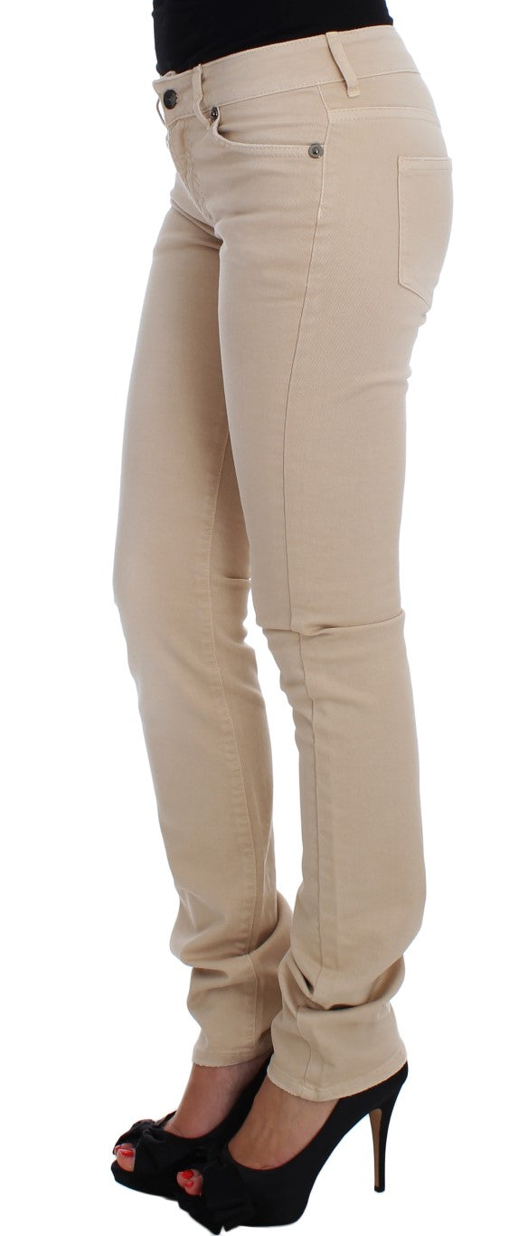 Jean slim en coton stretch beige délavé Cavalli