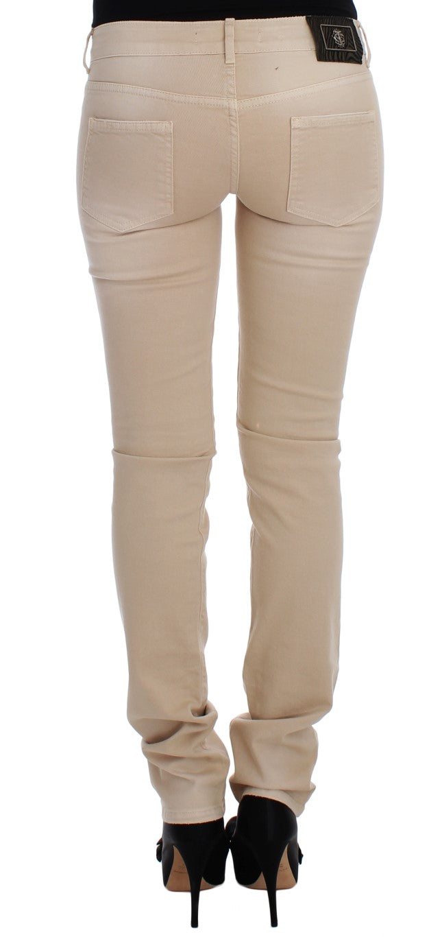 Jean slim en coton stretch beige délavé Cavalli
