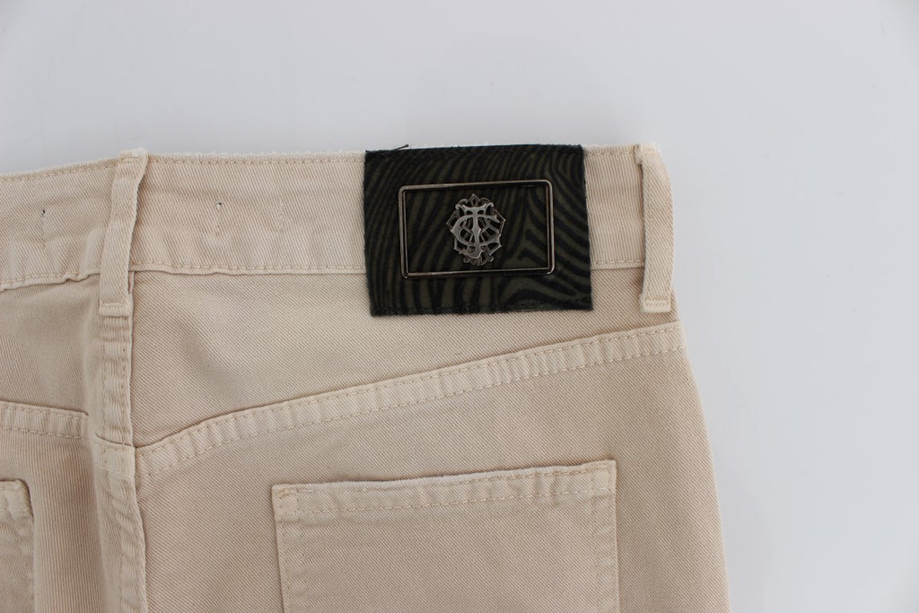 Jean slim en coton stretch beige délavé Cavalli