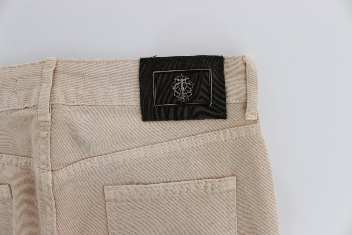 Jean slim en coton stretch beige délavé Cavalli