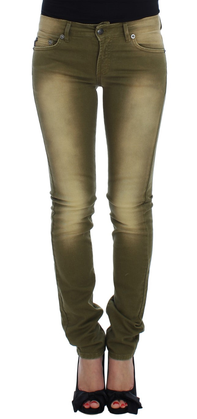 Jean slim en coton stretch délavé vert Cavalli