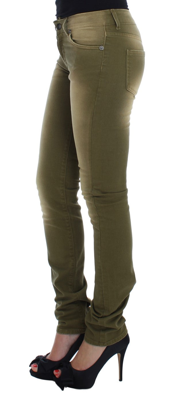 Jean slim en coton stretch délavé vert Cavalli