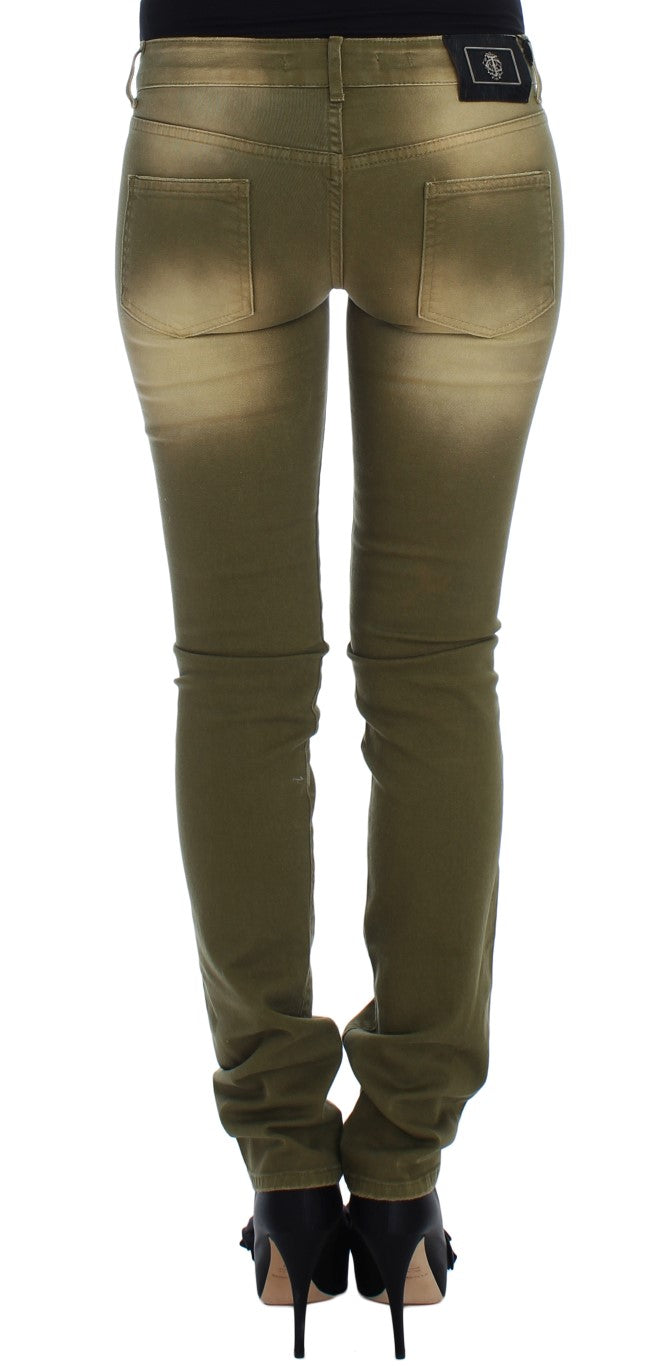 Jean slim en coton stretch délavé vert Cavalli