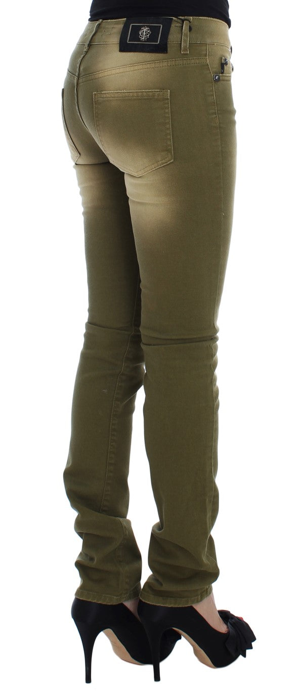Jean slim en coton stretch délavé vert Cavalli