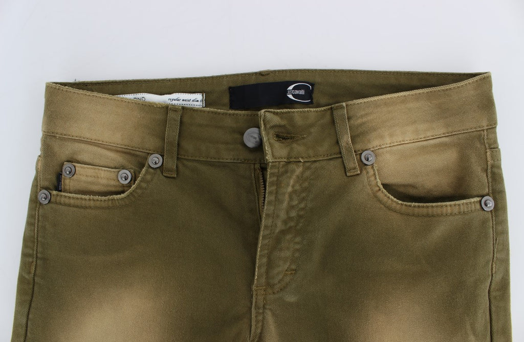 Jean slim en coton stretch délavé vert Cavalli