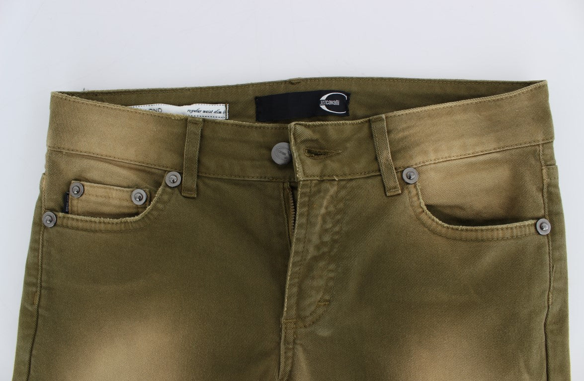 Jean slim en coton stretch délavé vert Cavalli