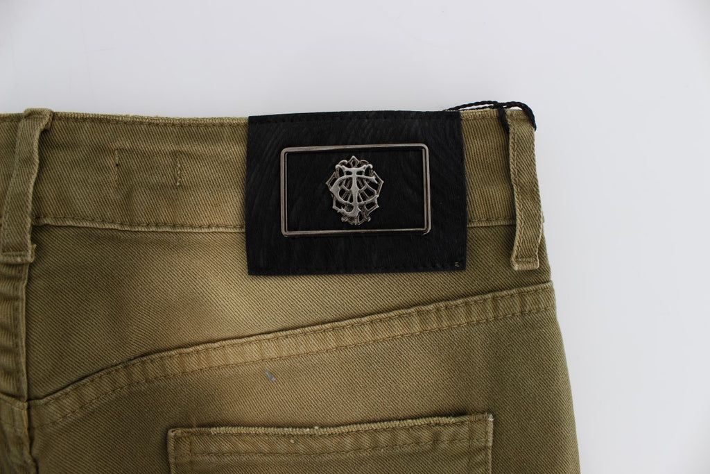 Jean slim en coton stretch délavé vert Cavalli