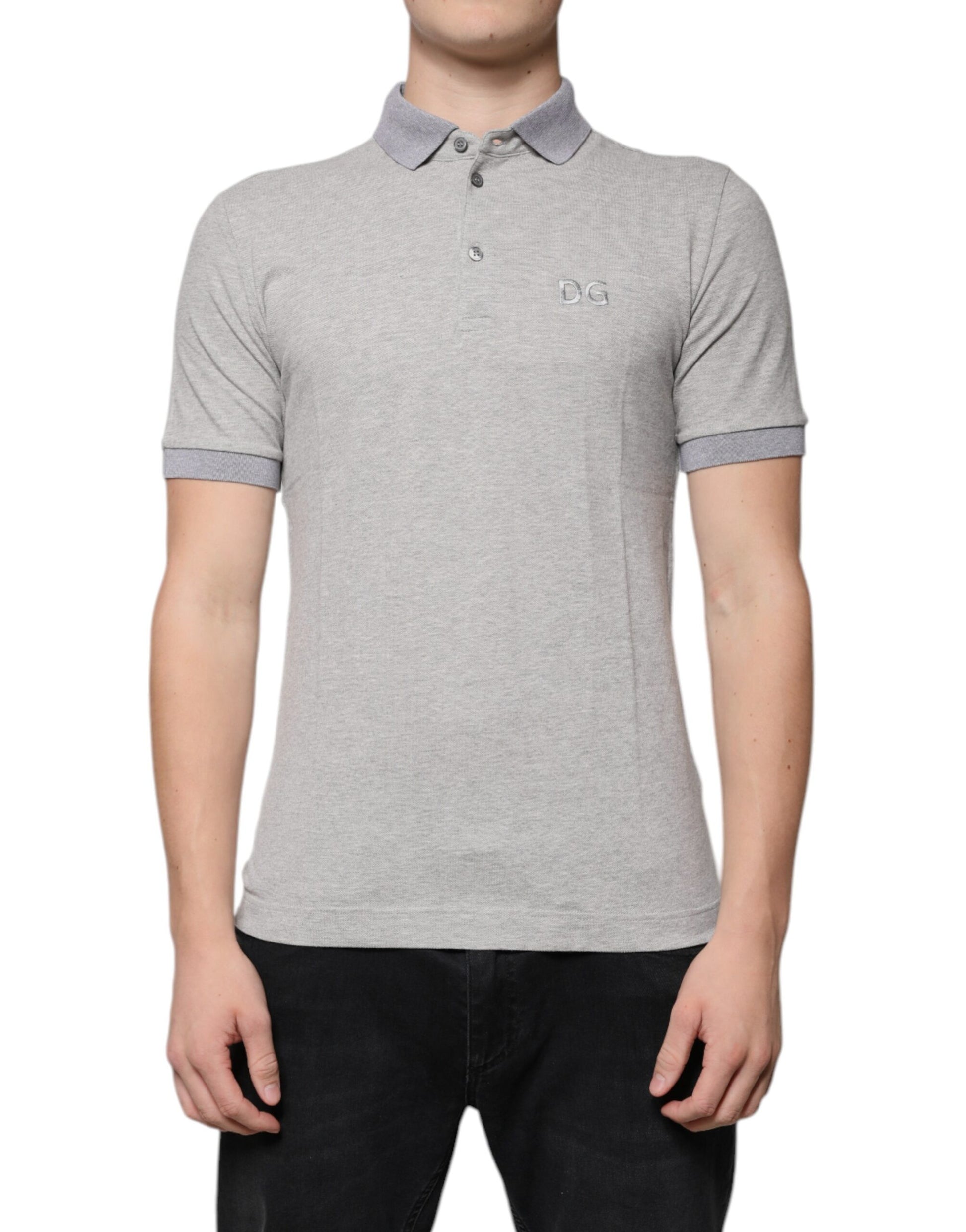 Polo gris à manches courtes et col pour homme Dolce &amp; Gabbana