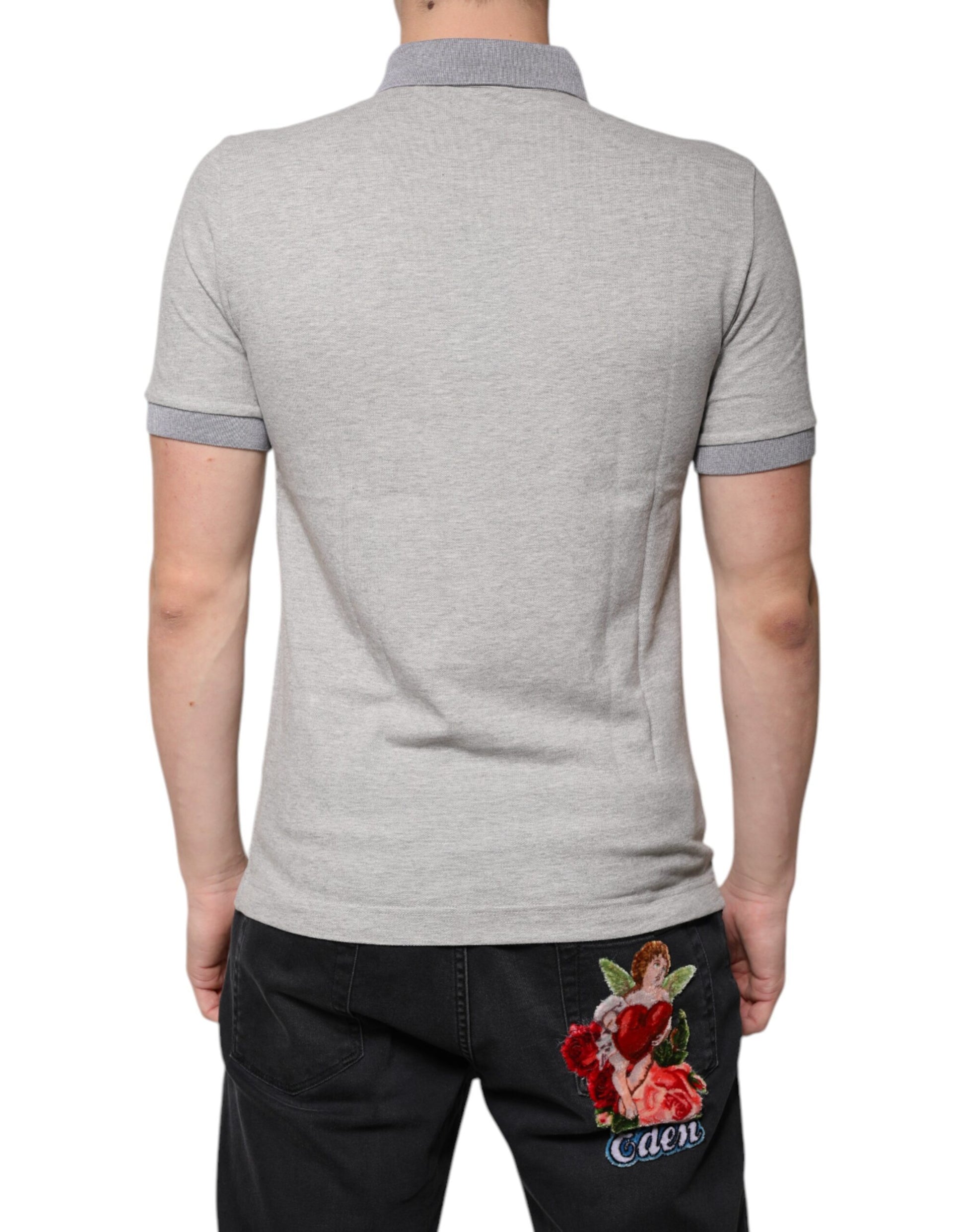 Polo gris à manches courtes et col pour homme Dolce &amp; Gabbana