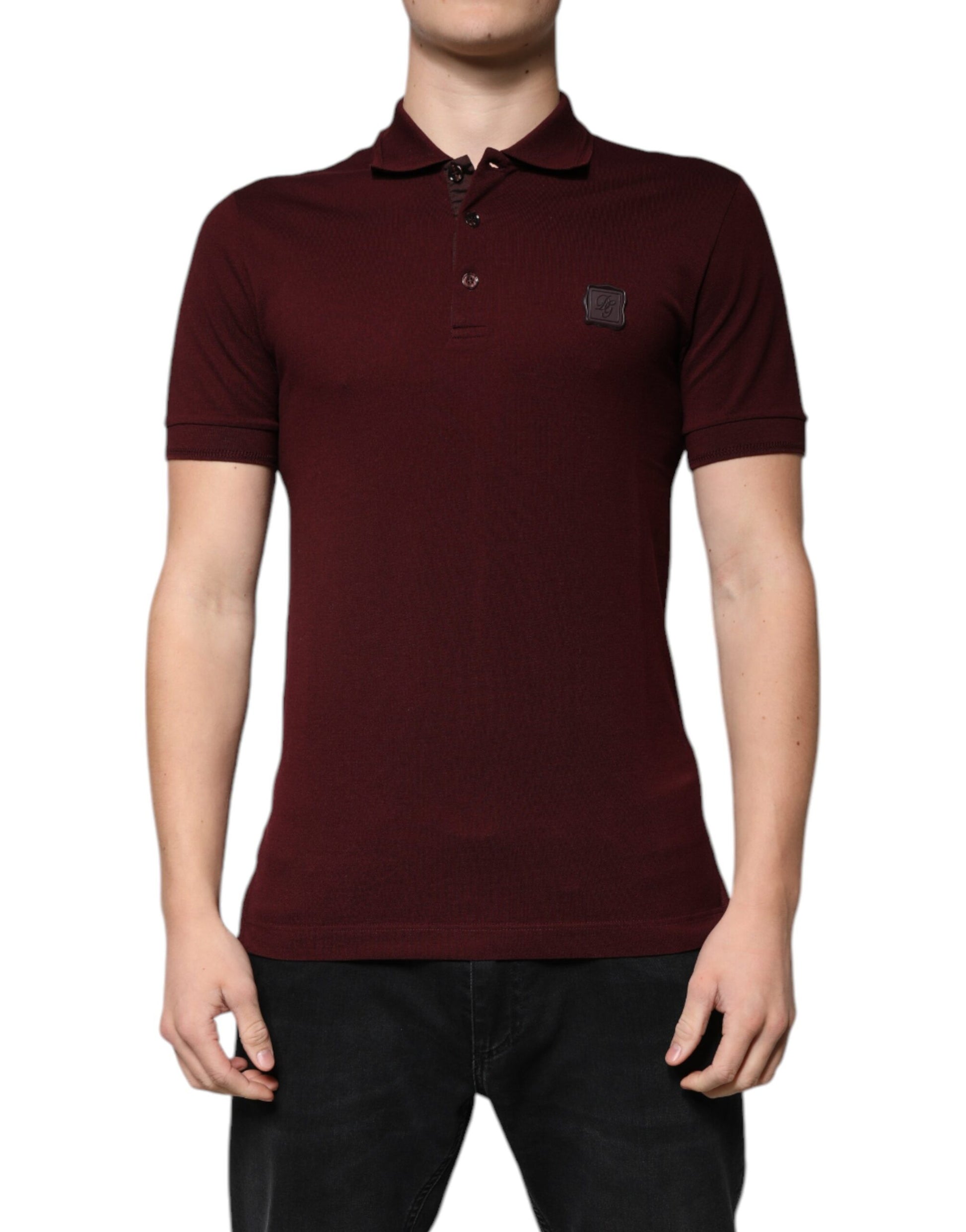 Polo à manches courtes et col bordeaux Dolce &amp; Gabbana