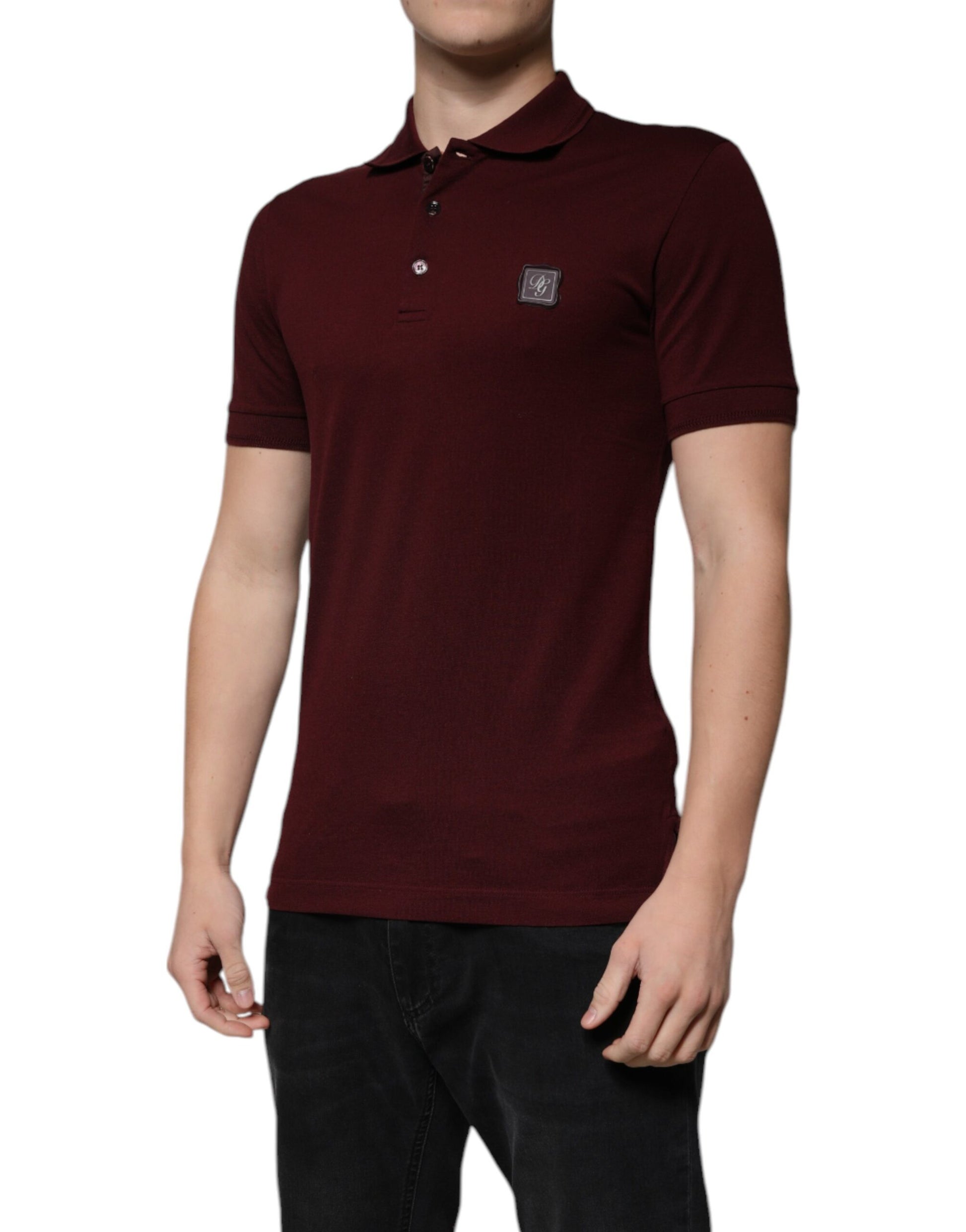 Polo à manches courtes et col bordeaux Dolce &amp; Gabbana