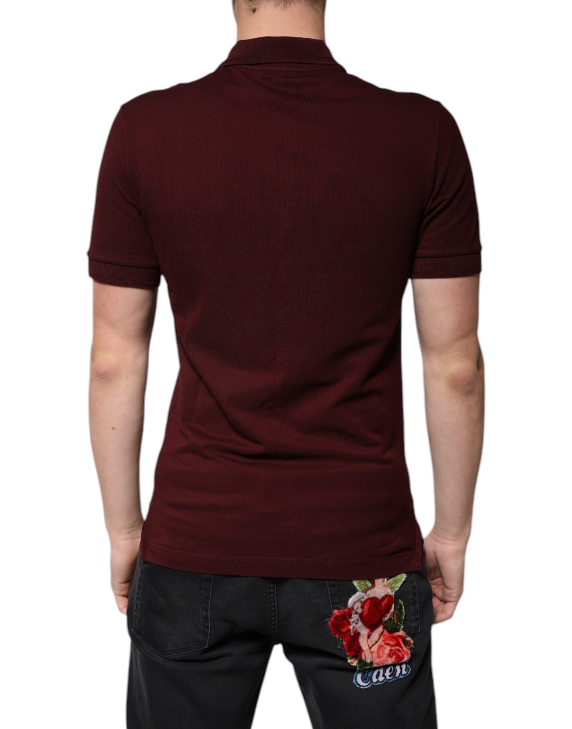 Polo à manches courtes et col bordeaux Dolce &amp; Gabbana