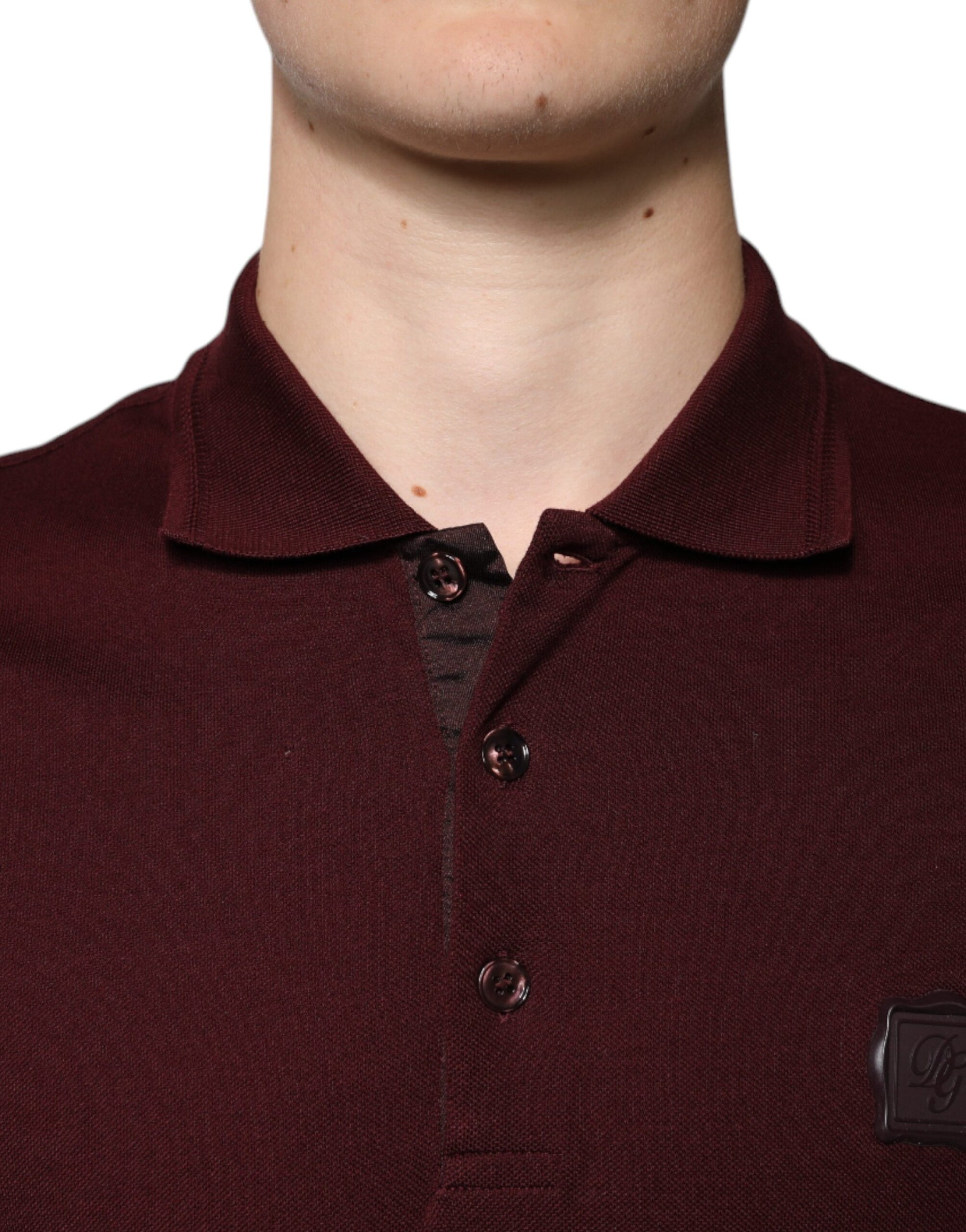 Polo à manches courtes et col bordeaux Dolce &amp; Gabbana