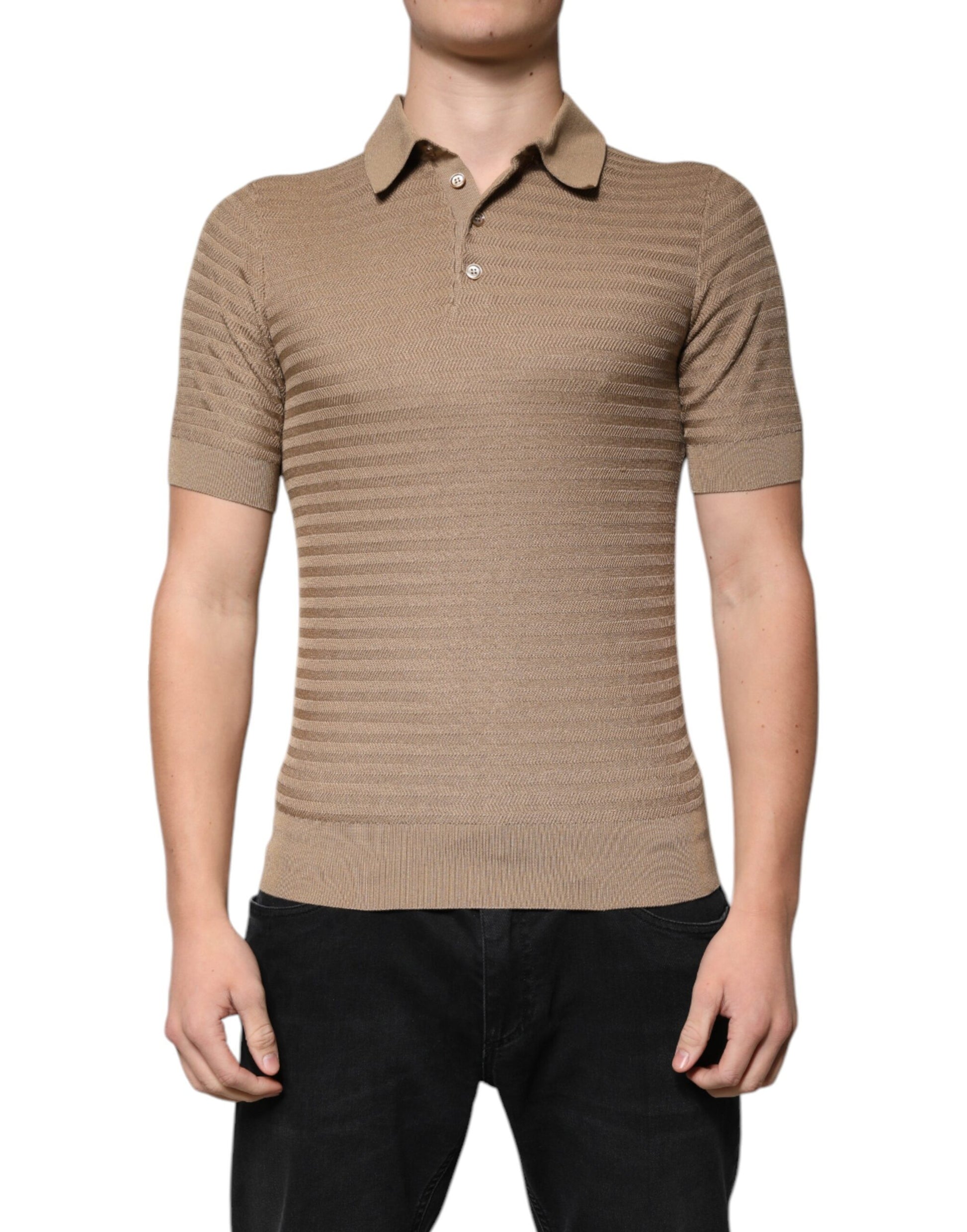 Polo à manches courtes et col marron Dolce &amp; Gabbana
