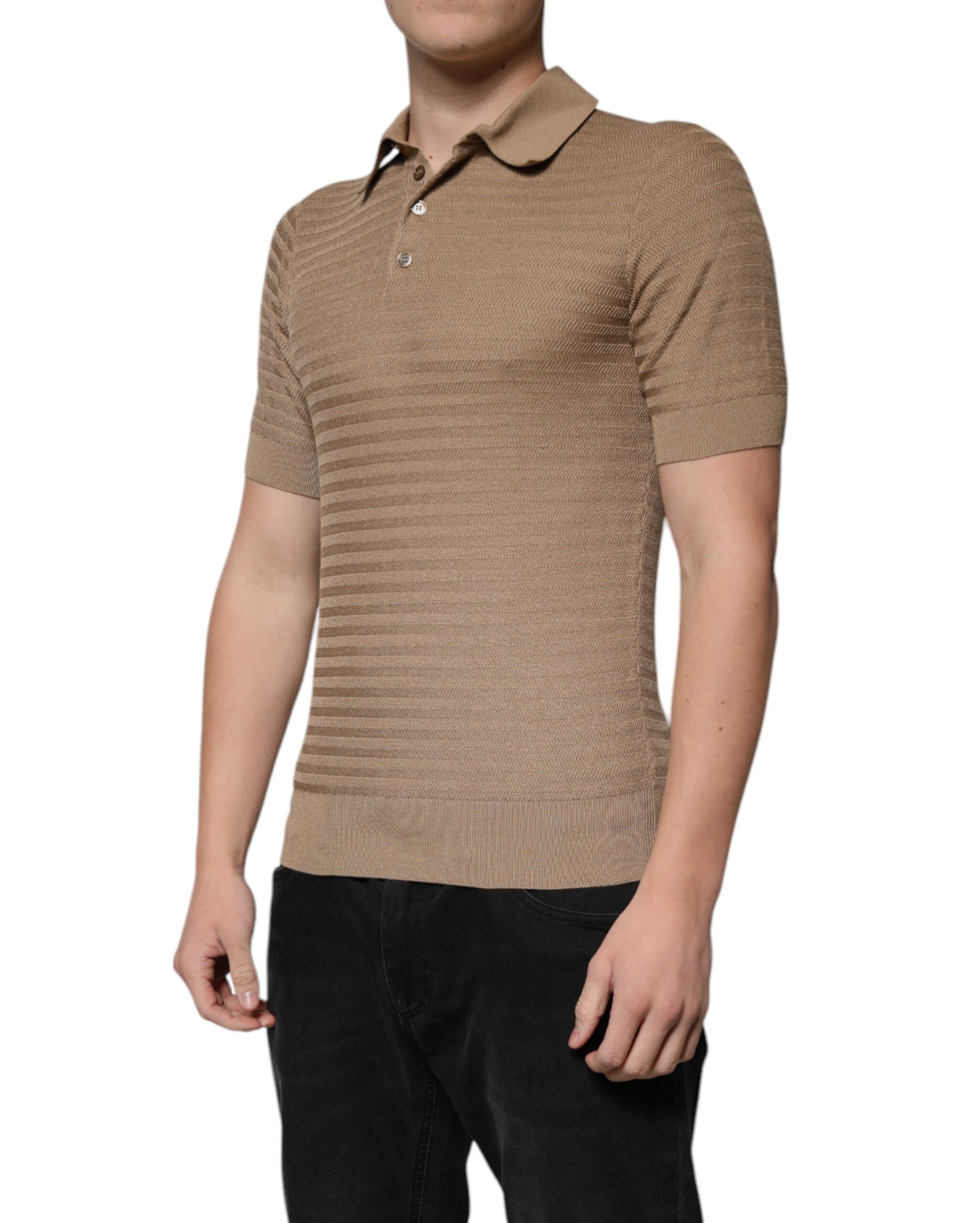 Polo à manches courtes et col marron Dolce &amp; Gabbana