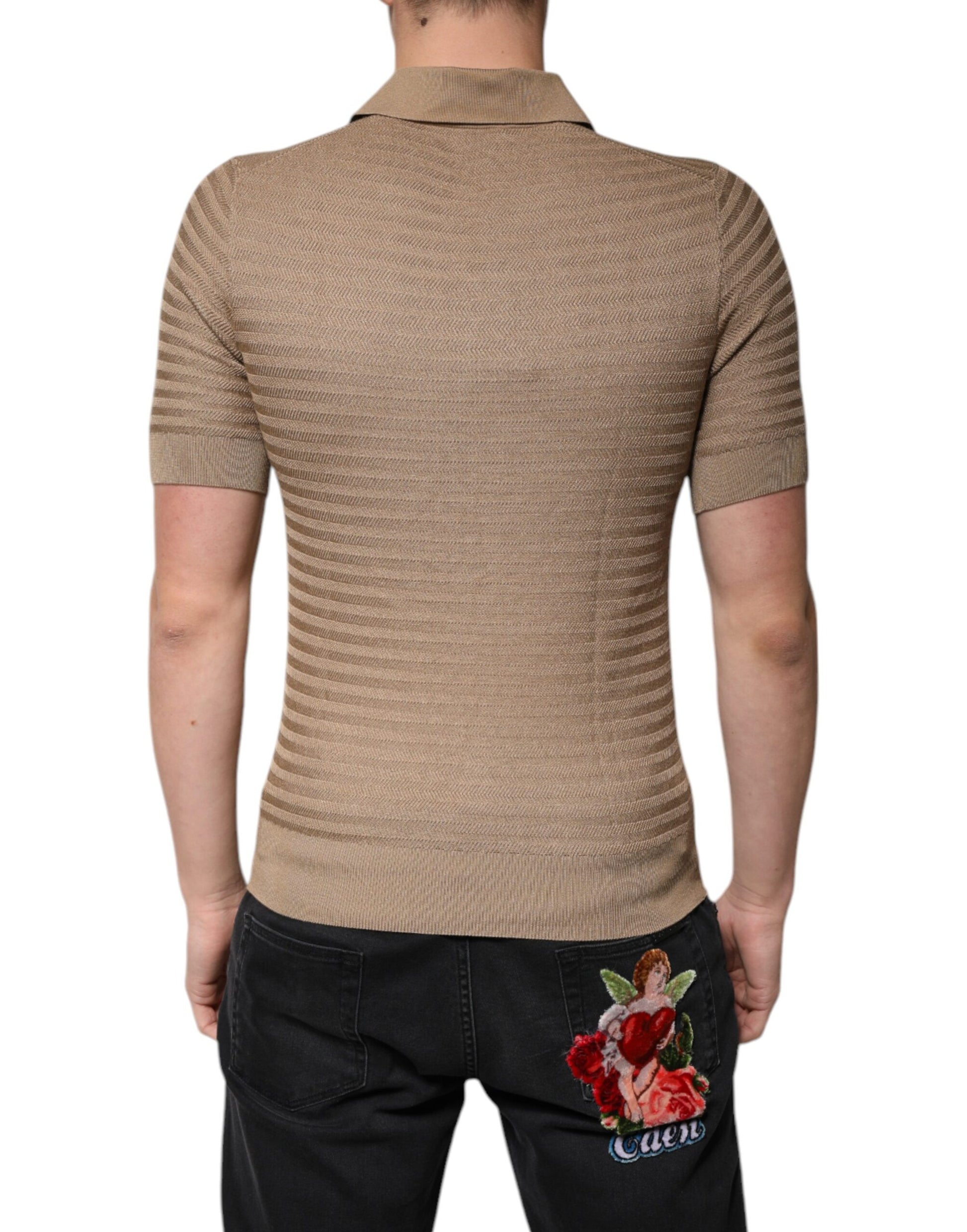 Polo à manches courtes et col marron Dolce &amp; Gabbana