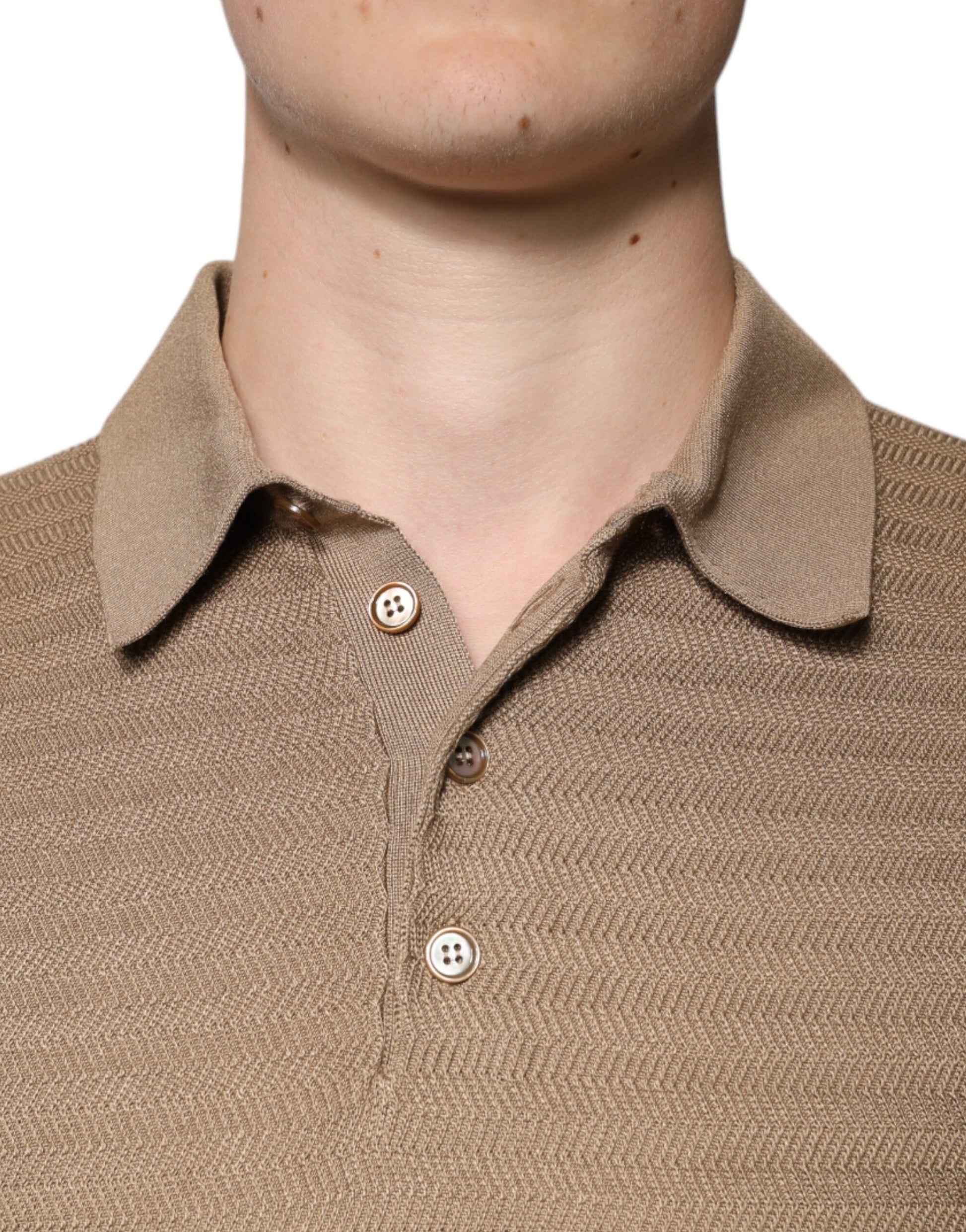 Polo à manches courtes et col marron Dolce &amp; Gabbana