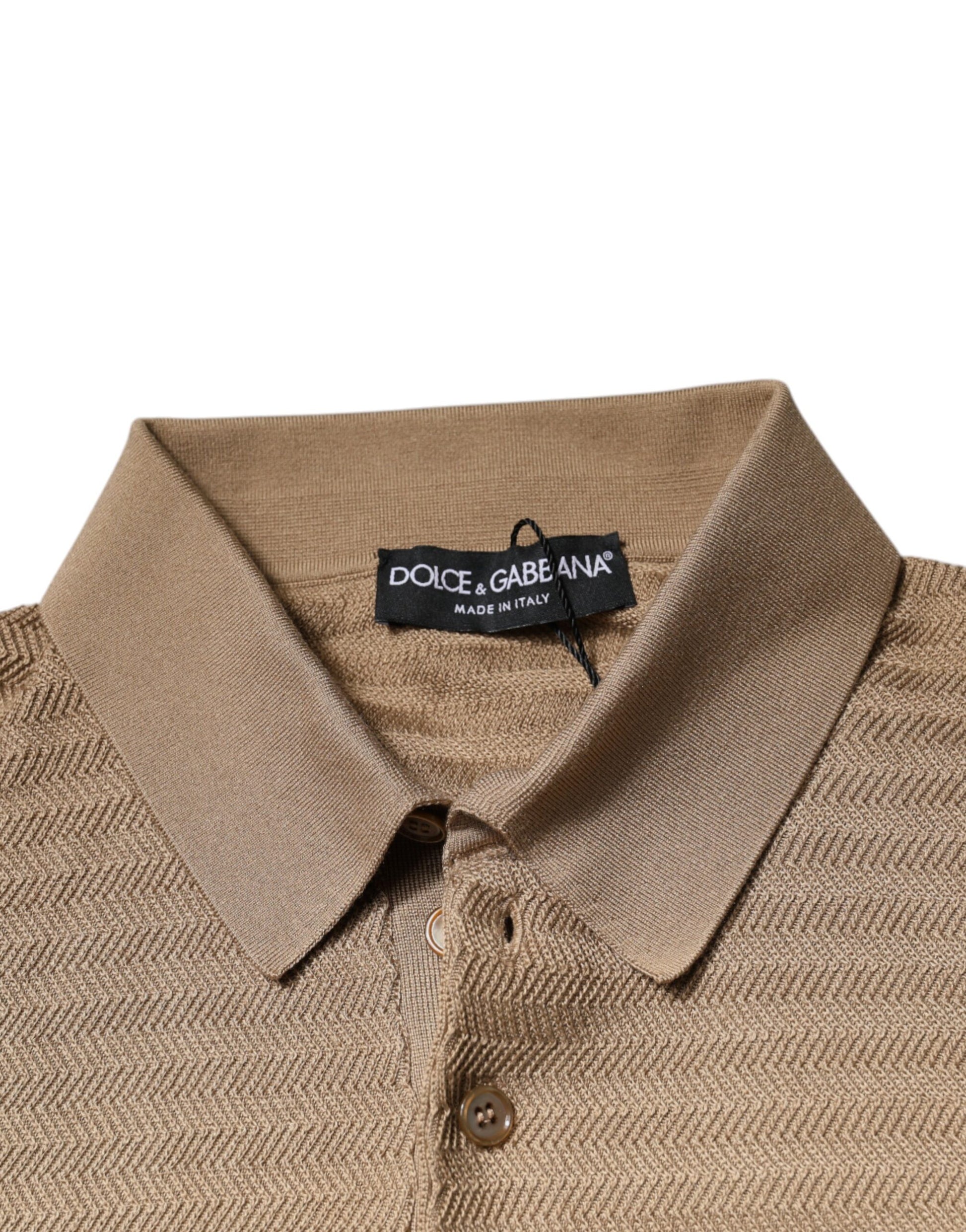 Polo à manches courtes et col marron Dolce &amp; Gabbana