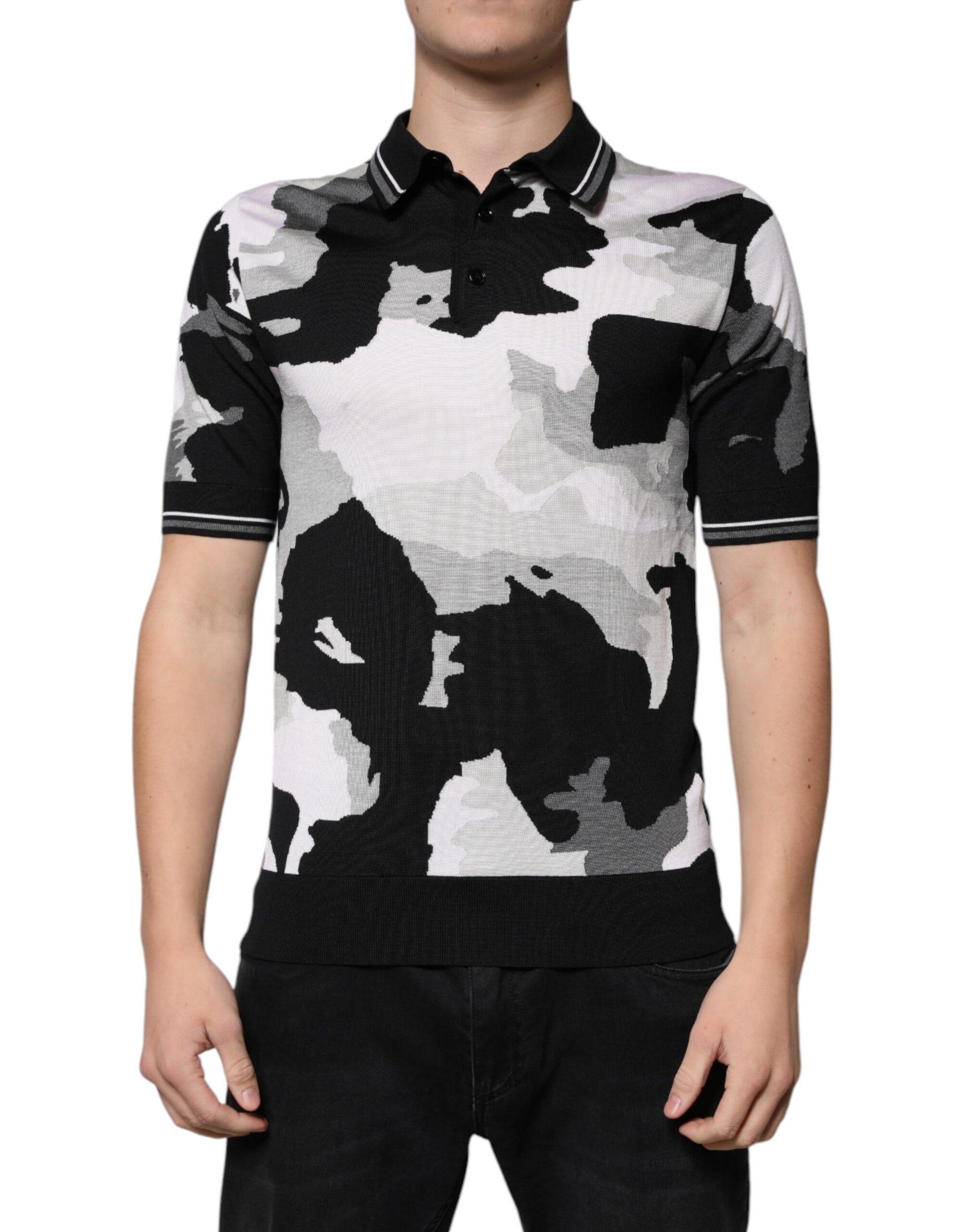 Polo à col camouflage multicolore Dolce &amp; Gabbana