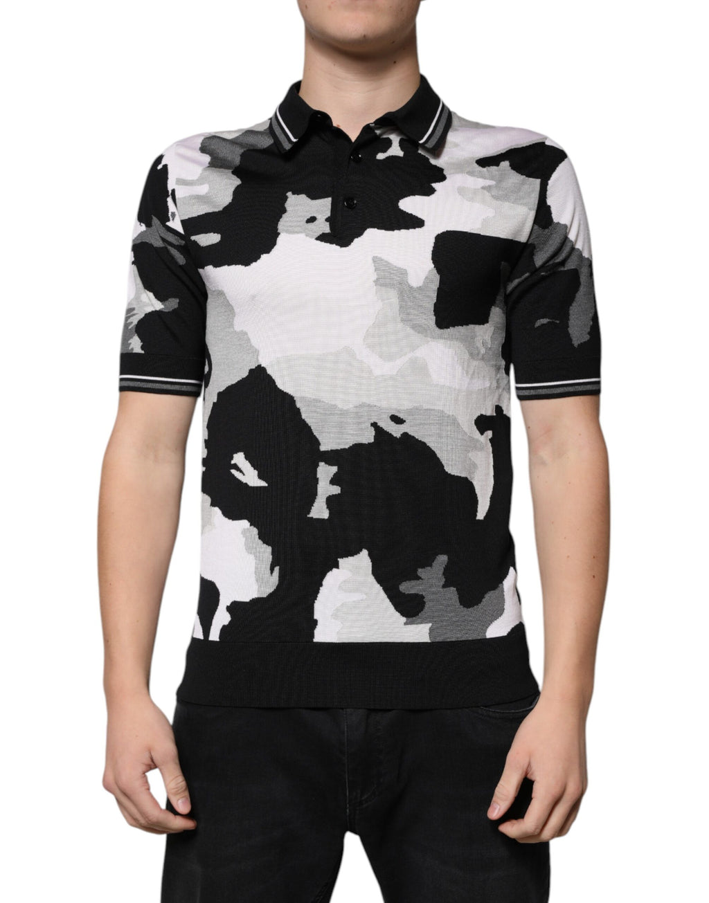 Polo à col camouflage multicolore Dolce &amp; Gabbana