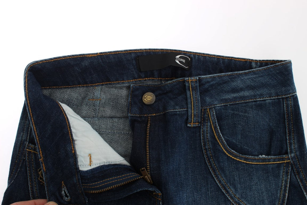 Jean taille basse en coton stretch bleu Cavalli