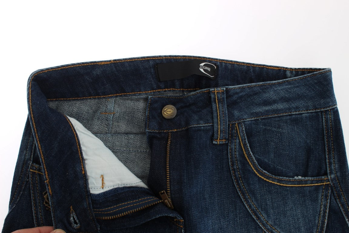 Jean taille basse en coton stretch bleu Cavalli