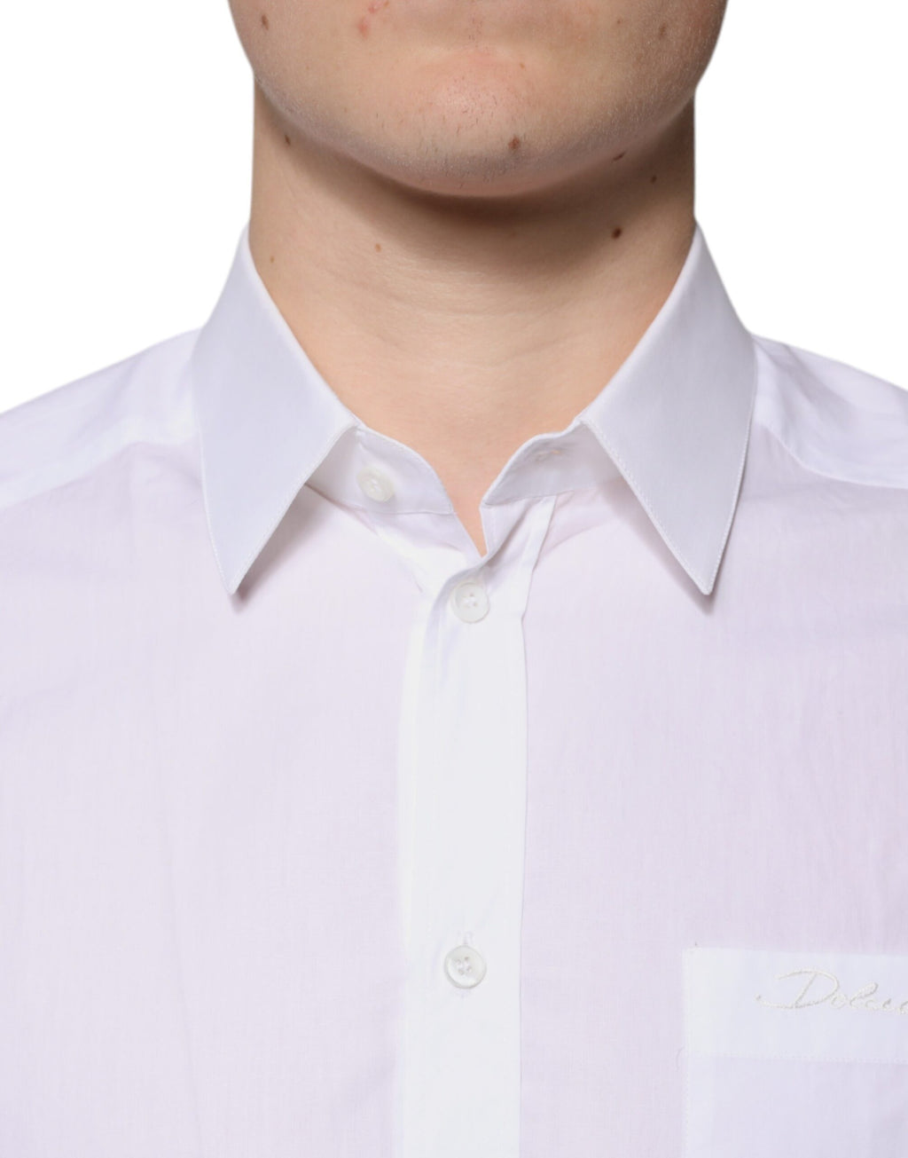 Chemise blanche à manches longues en coton Dolce &amp; Gabbana, couleur dorée