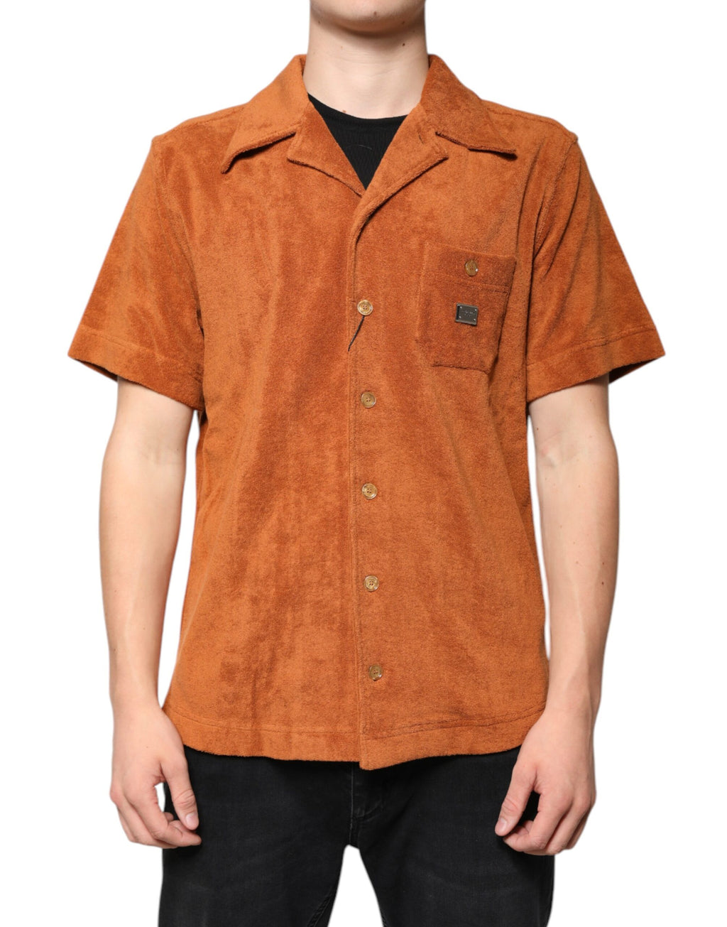 Chemise boutonnée à col en velours de coton Dolce &amp; Gabbana Hazel