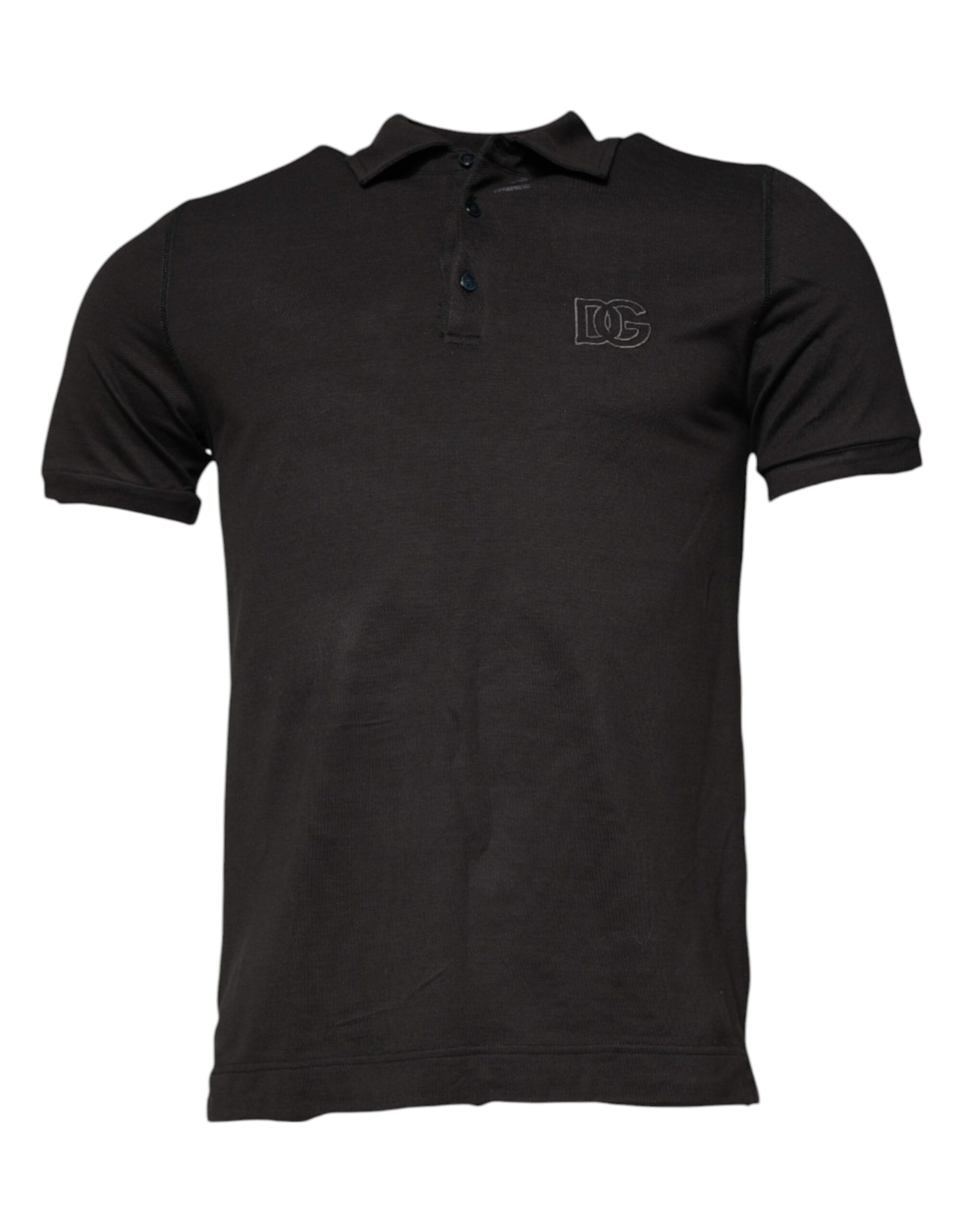 Polo à manches courtes et col gris foncé Dolce &amp; Gabbana