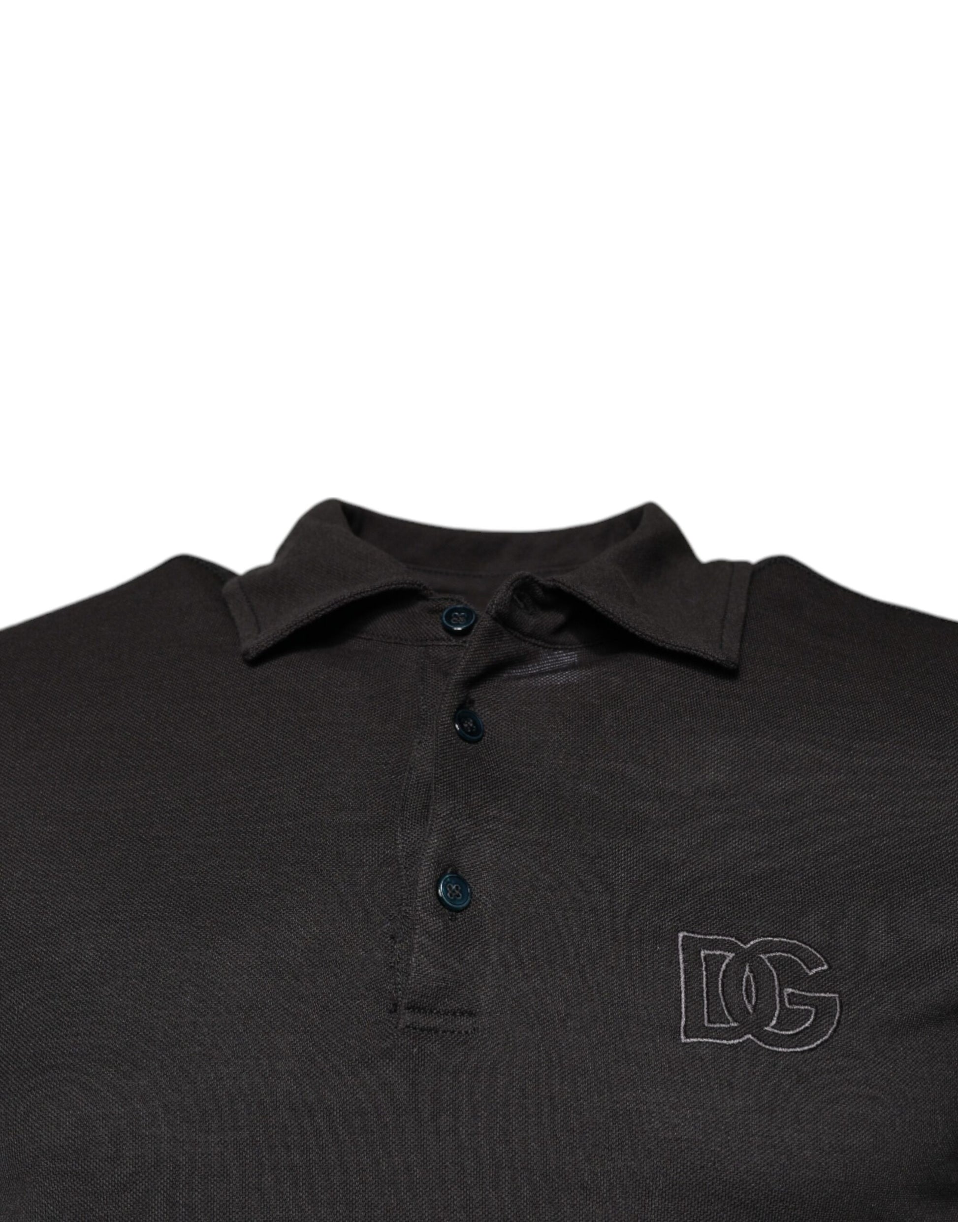 Polo à manches courtes et col gris foncé Dolce &amp; Gabbana